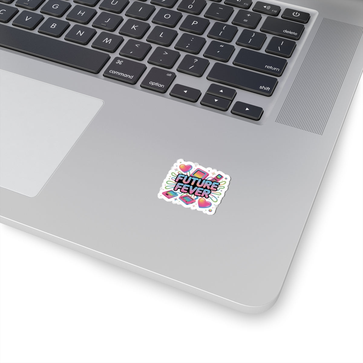 Future Fever Sticker | Y2K Cyber Holo, retro tech chrome text