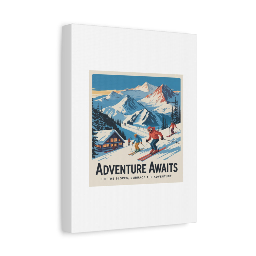 Adventure Awaits Ski Poster Canvas | Matte Stretched Wall Art