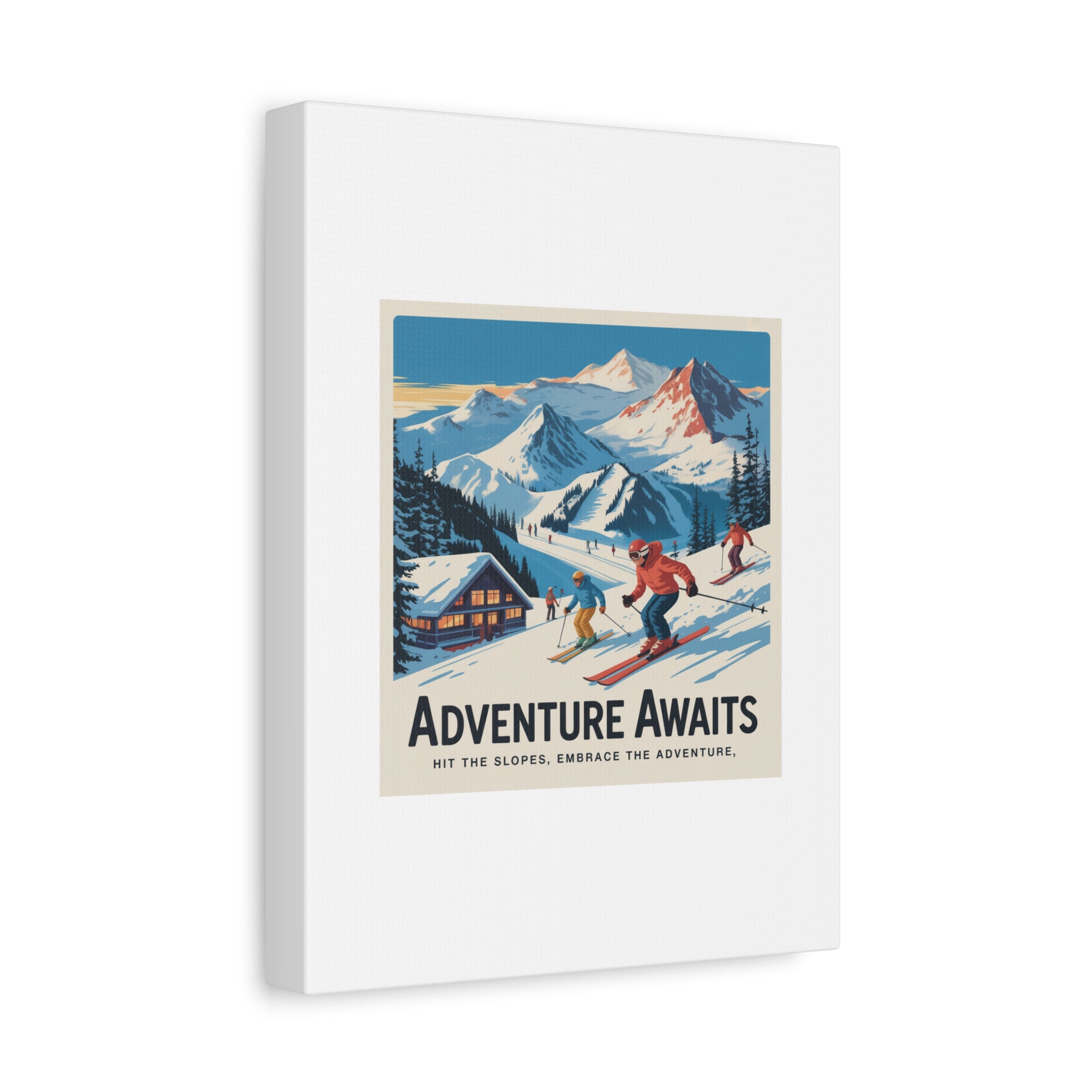 Adventure Awaits Ski Poster Canvas | Matte Stretched Wall Art