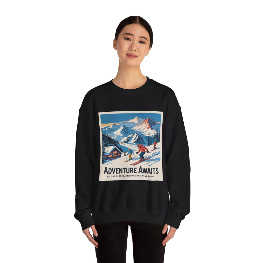 Adventure Awaits ski vintage poster Sweatshirt
