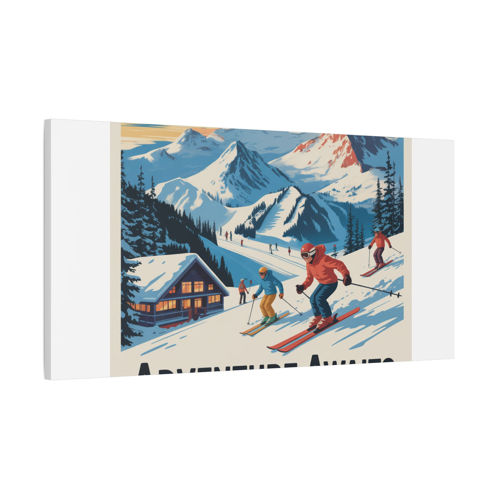 Adventure Awaits Ski Poster Canvas | Matte Stretched Wall Art