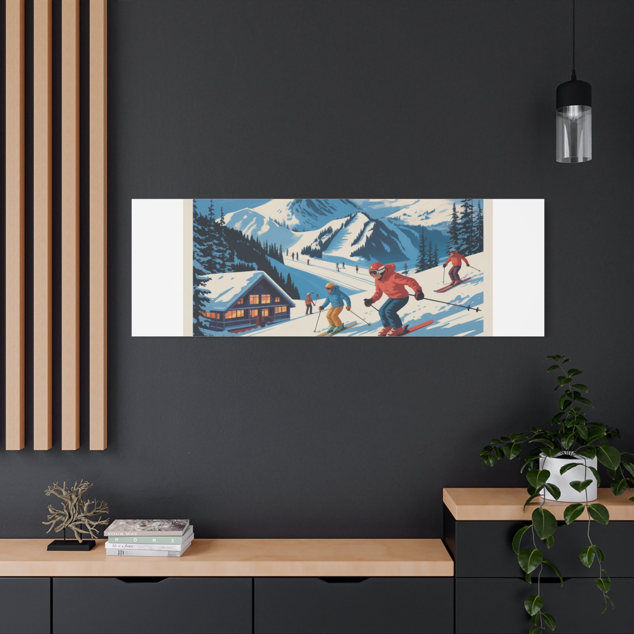Adventure Awaits Ski Poster Canvas | Matte Stretched Wall Art