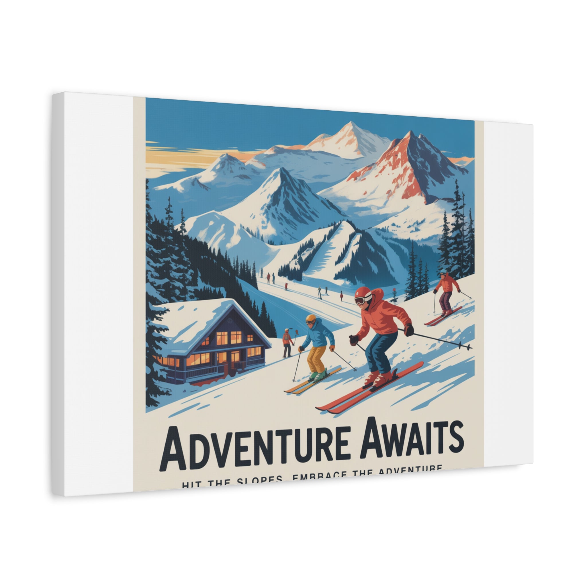 Adventure Awaits Ski Poster Canvas | Matte Stretched Wall Art