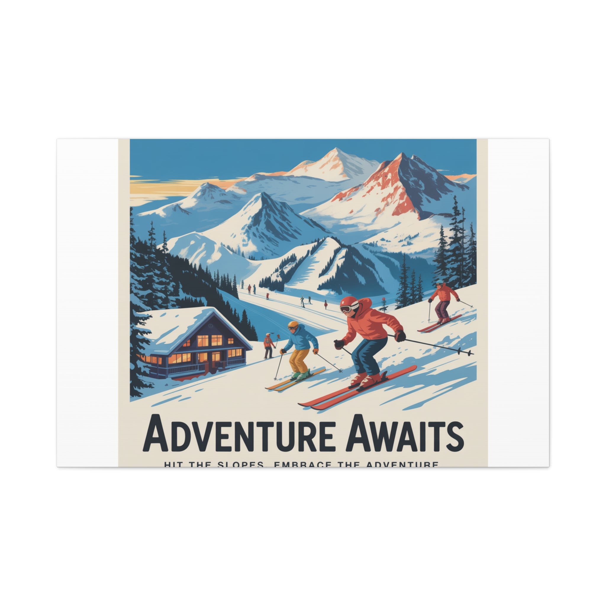Adventure Awaits Ski Poster Canvas | Matte Stretched Wall Art