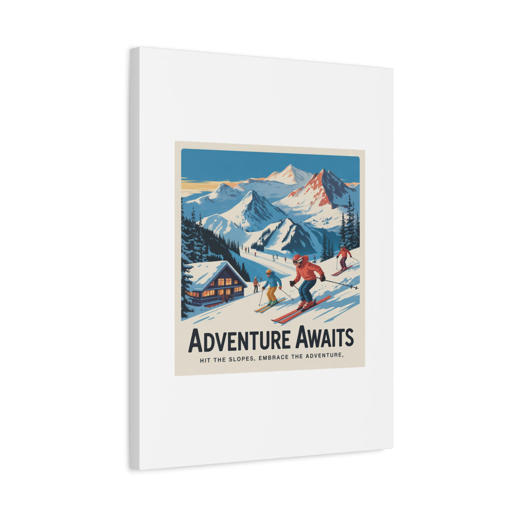 Adventure Awaits Ski Poster Canvas | Matte Stretched Wall Art