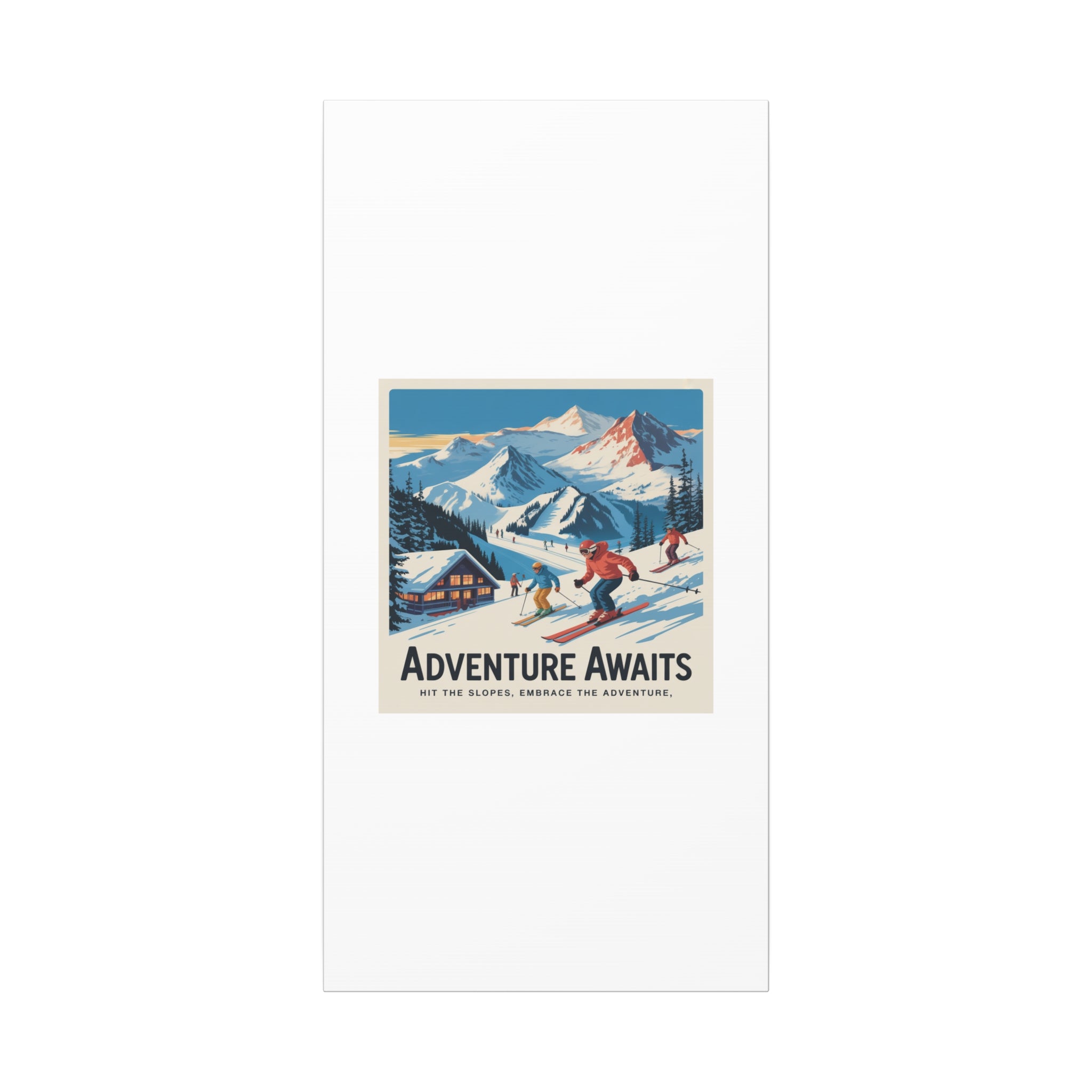 Adventure Awaits Ski Poster Canvas | Matte Stretched Wall Art