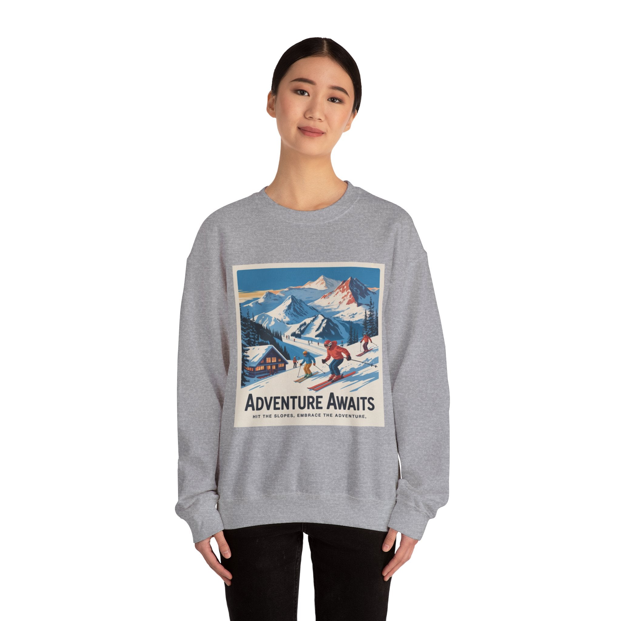 Adventure Awaits ski vintage poster Sweatshirt