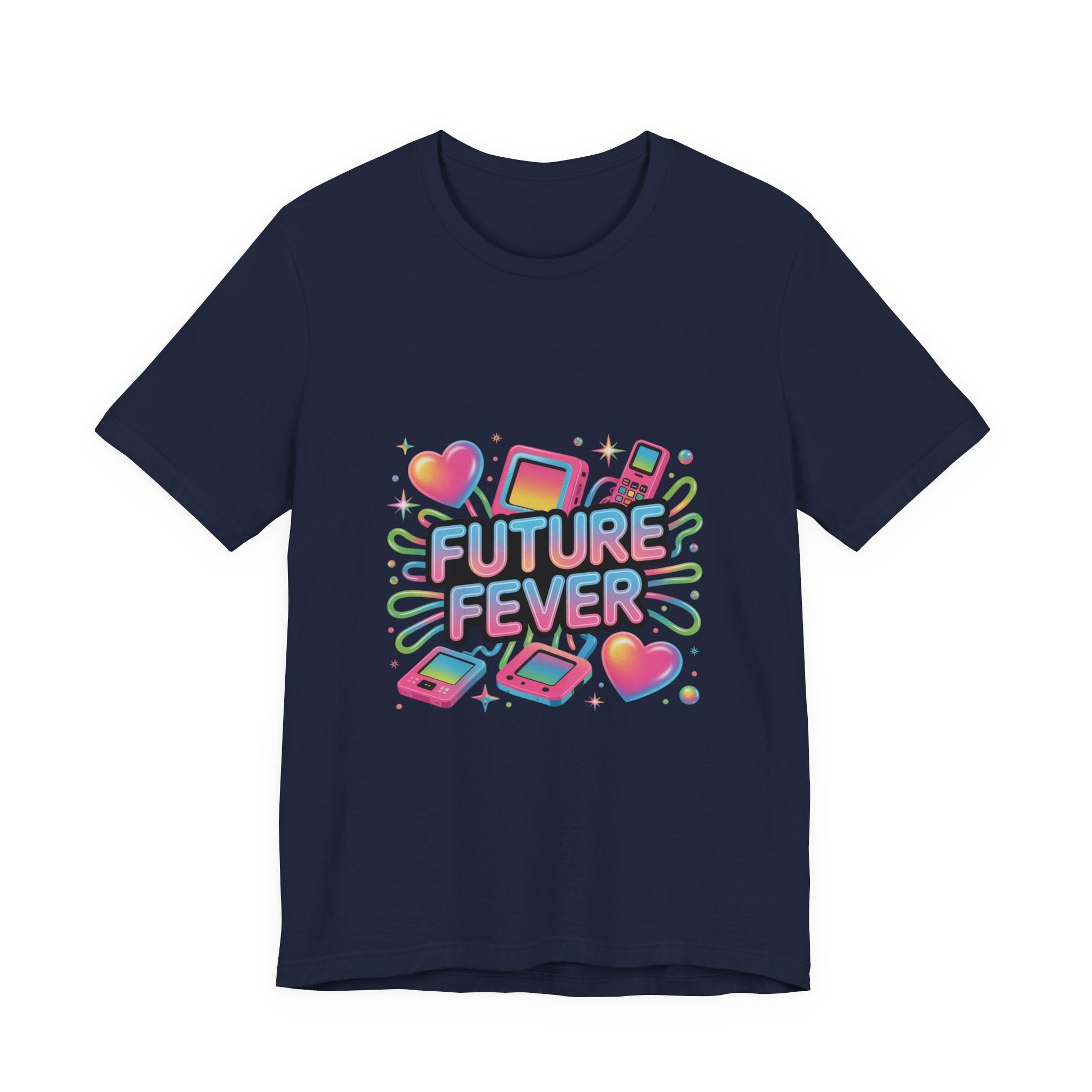 Future Fever Tee | Y2K Cyber Holo, retro tech chrome text