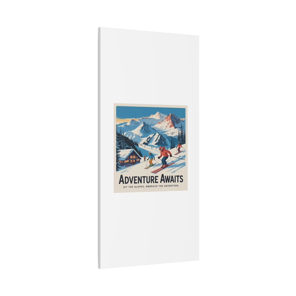 Adventure Awaits Ski Poster Canvas | Matte Stretched Wall Art