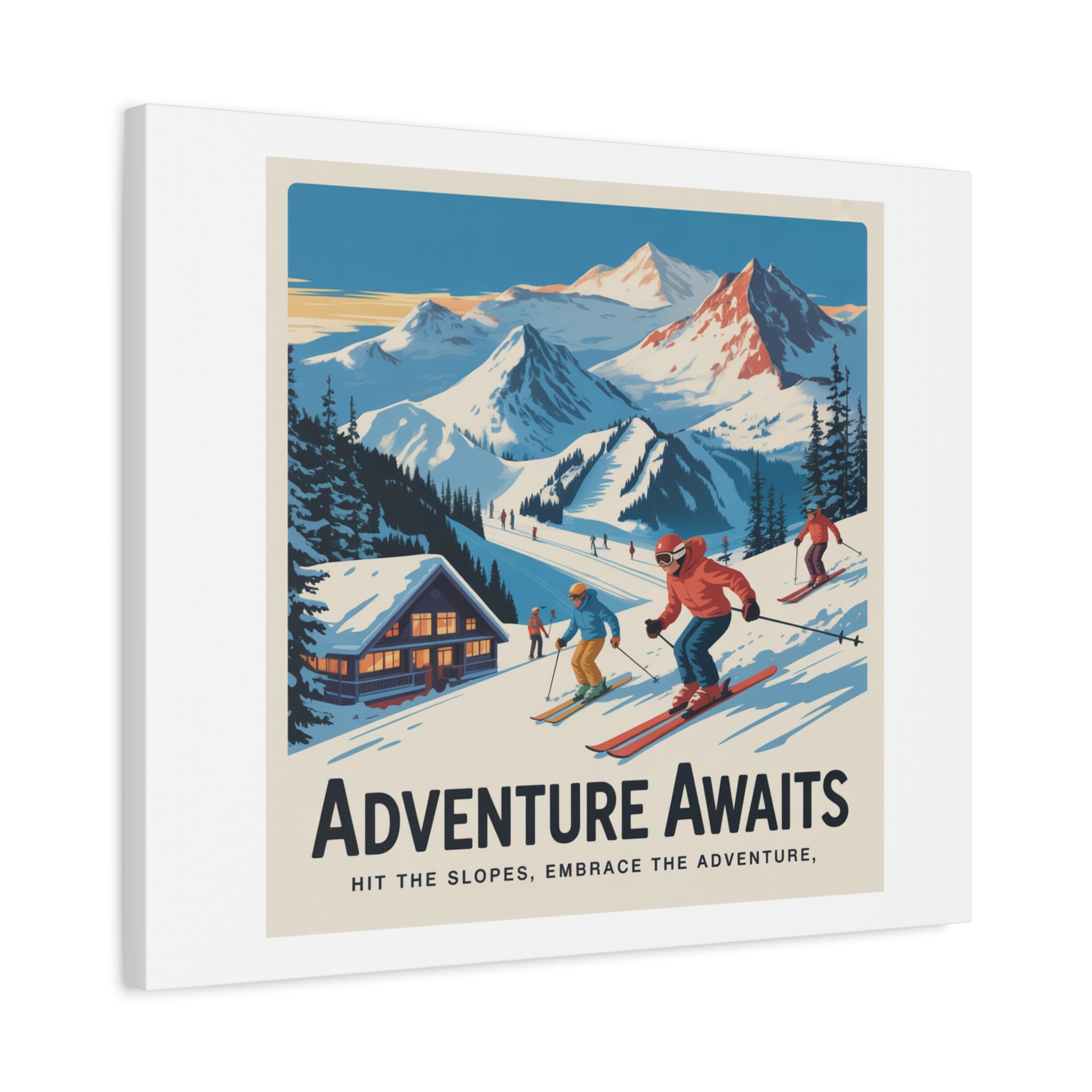 Adventure Awaits Ski Poster Canvas | Matte Stretched Wall Art
