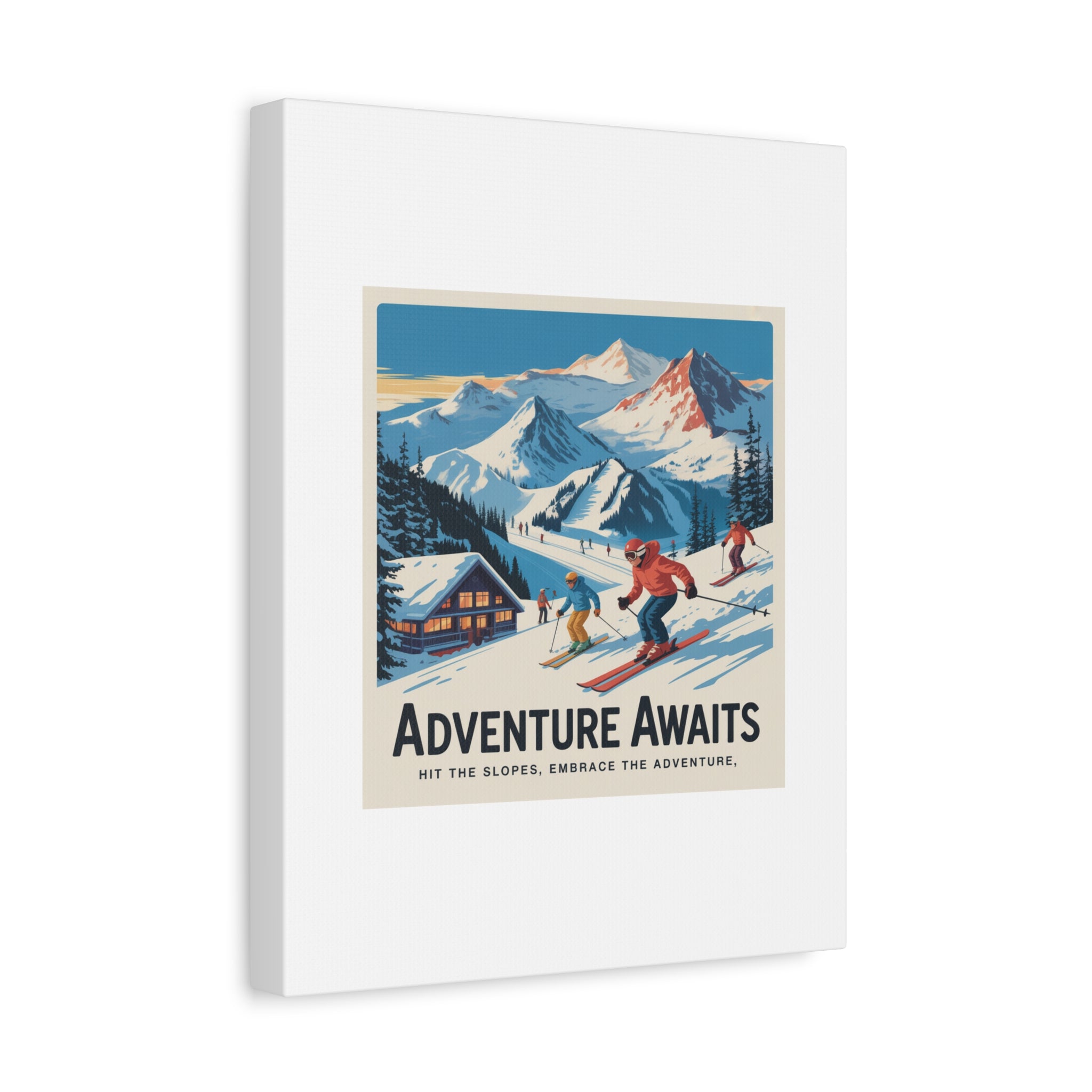 Adventure Awaits Ski Poster Canvas | Matte Stretched Wall Art