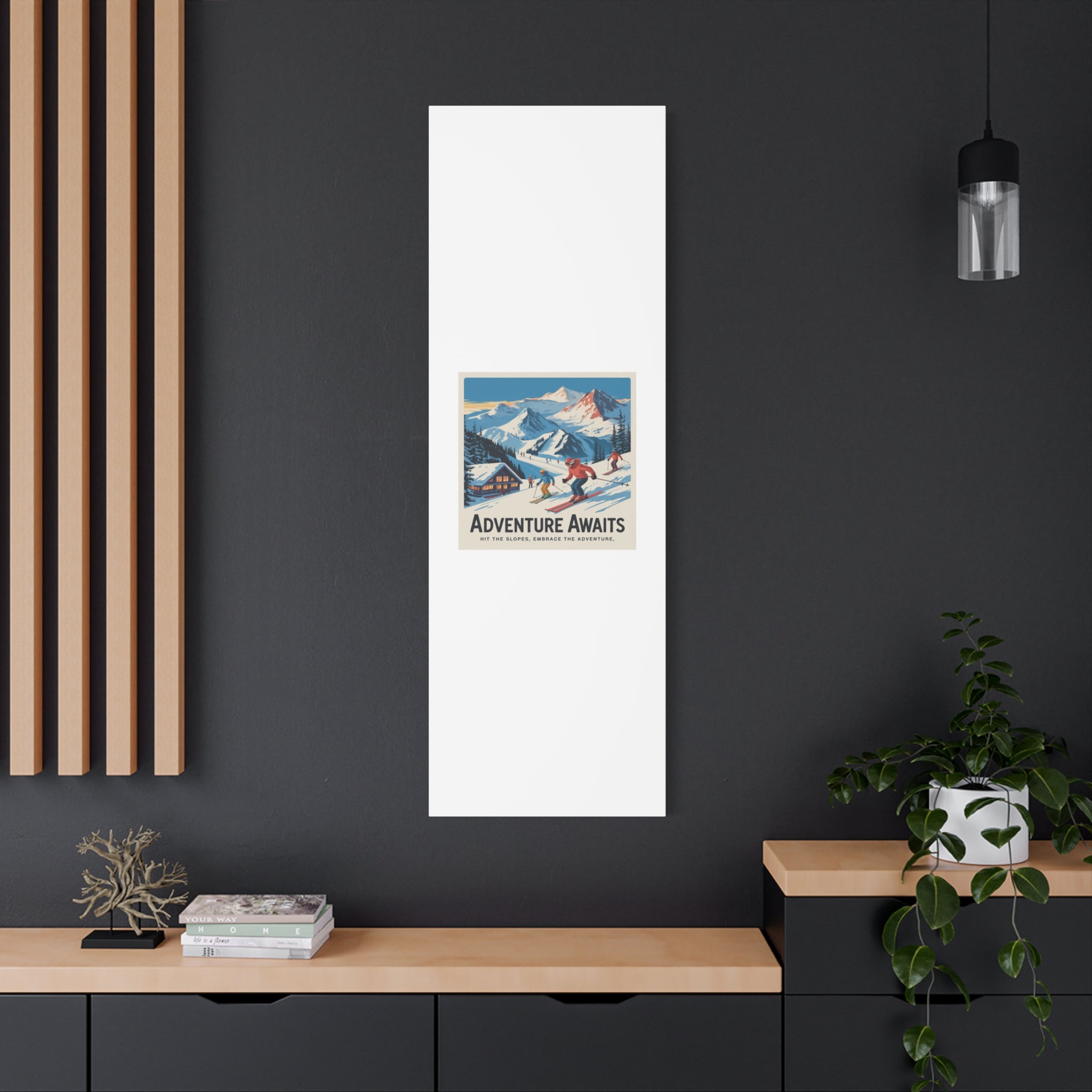 Adventure Awaits Ski Poster Canvas | Matte Stretched Wall Art