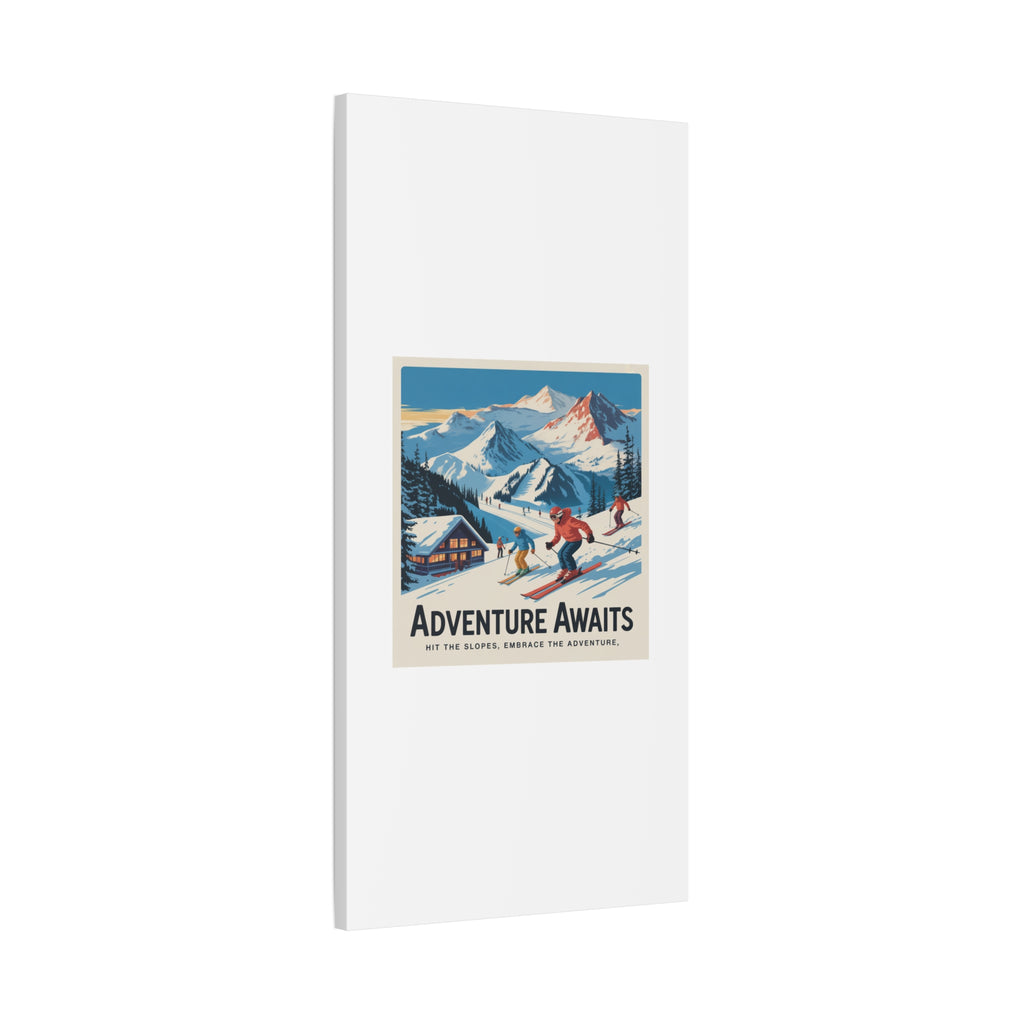 Adventure Awaits Ski Poster Canvas | Matte Stretched Wall Art
