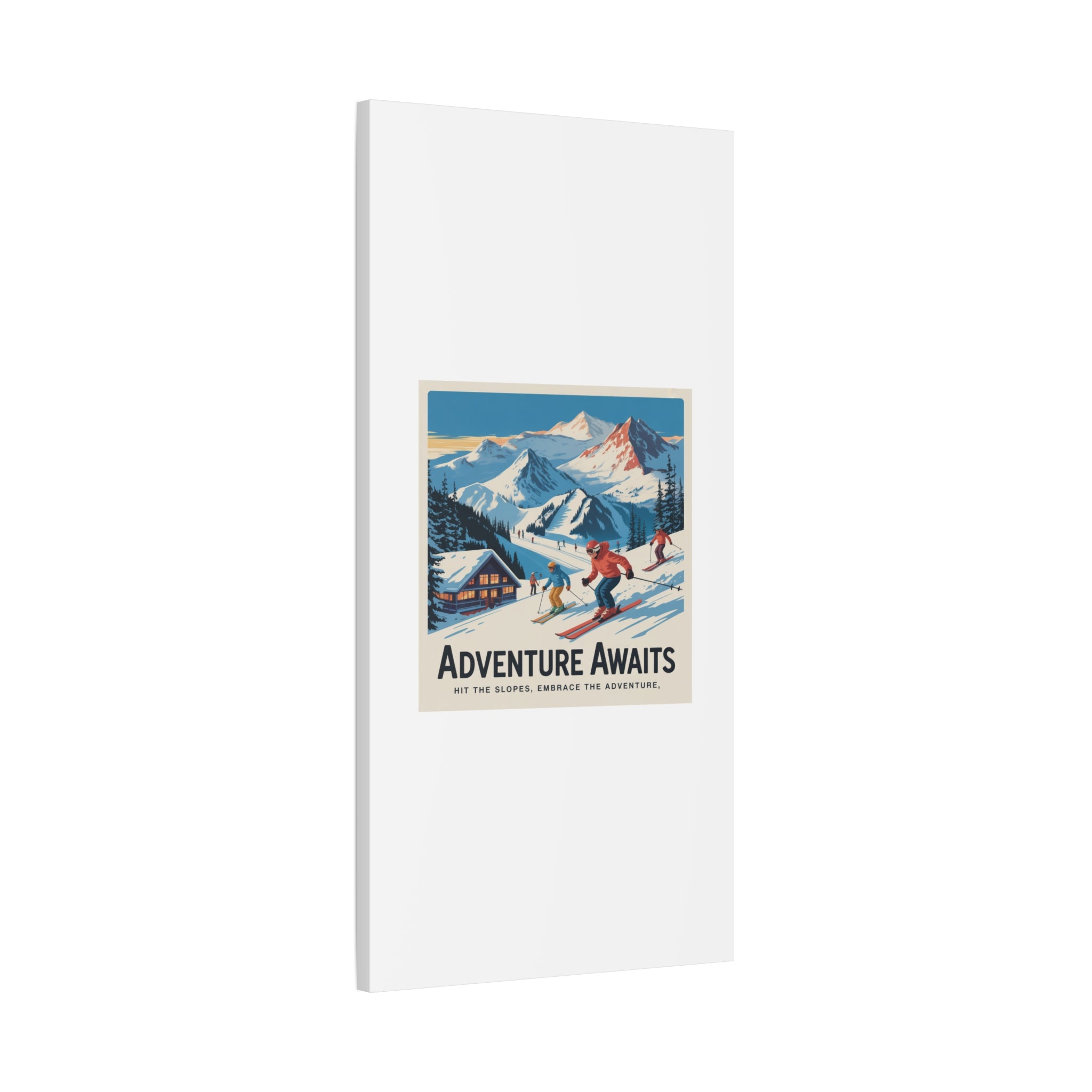 Adventure Awaits Ski Poster Canvas | Matte Stretched Wall Art