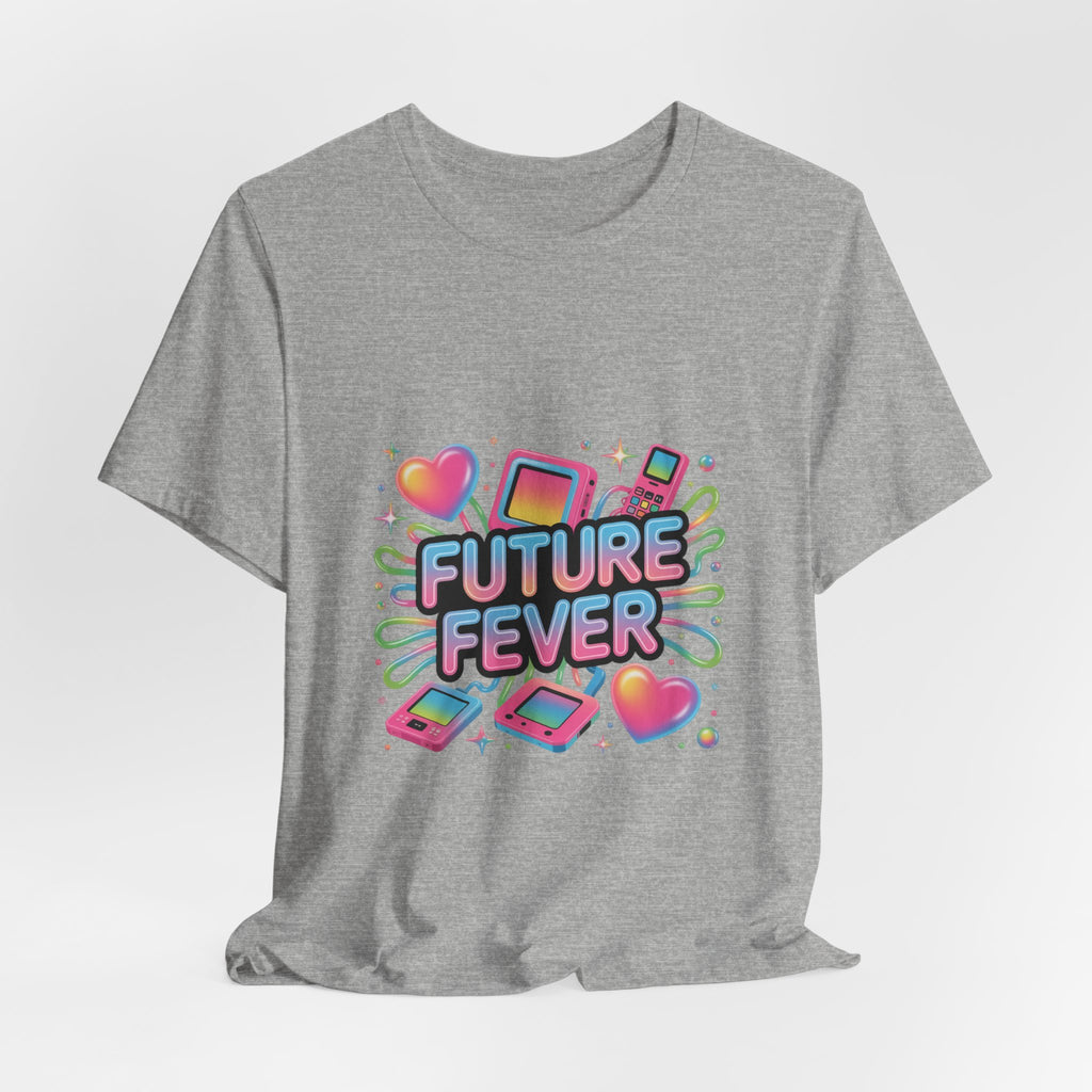 Future Fever Tee | Y2K Cyber Holo, retro tech chrome text