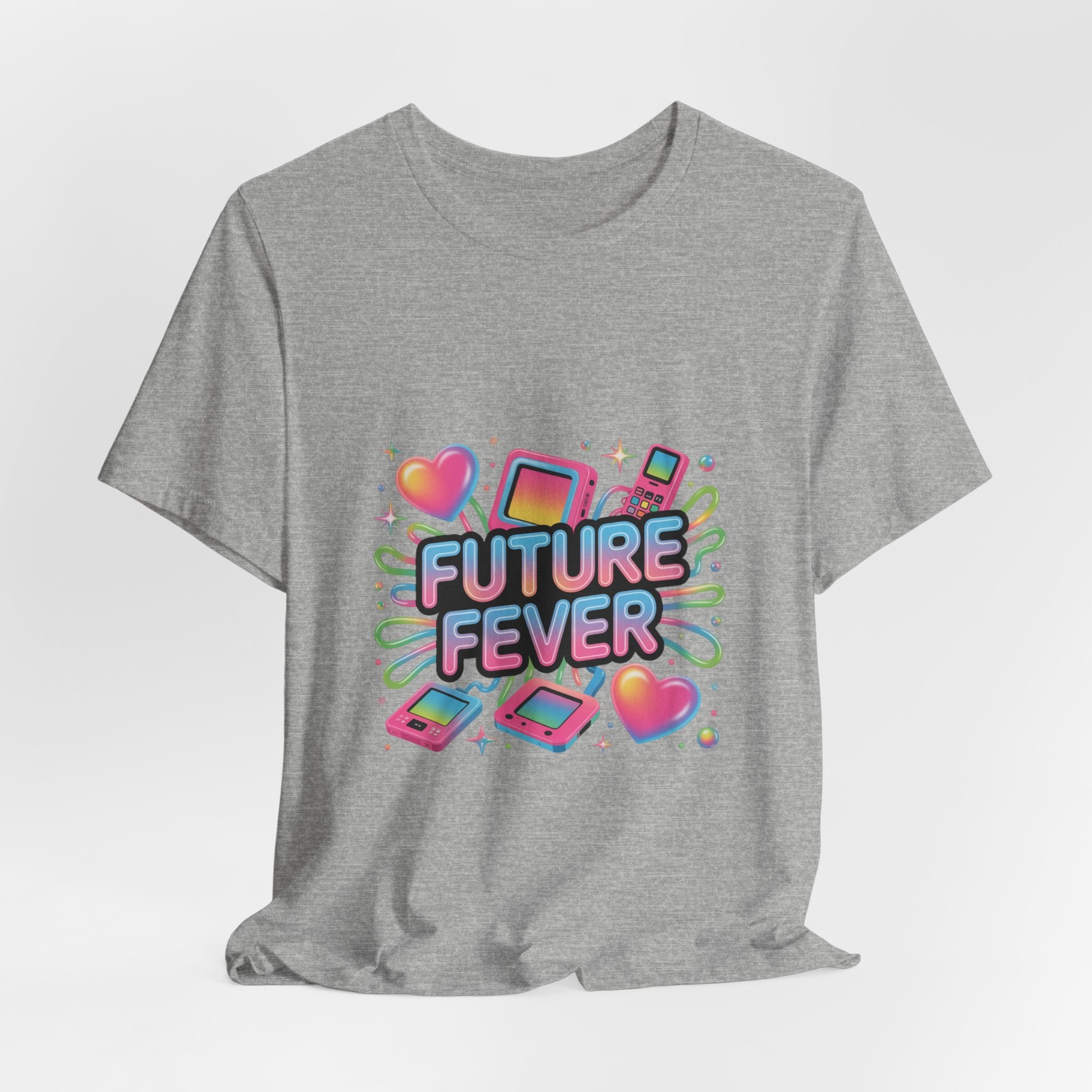 Future Fever Tee | Y2K Cyber Holo, retro tech chrome text