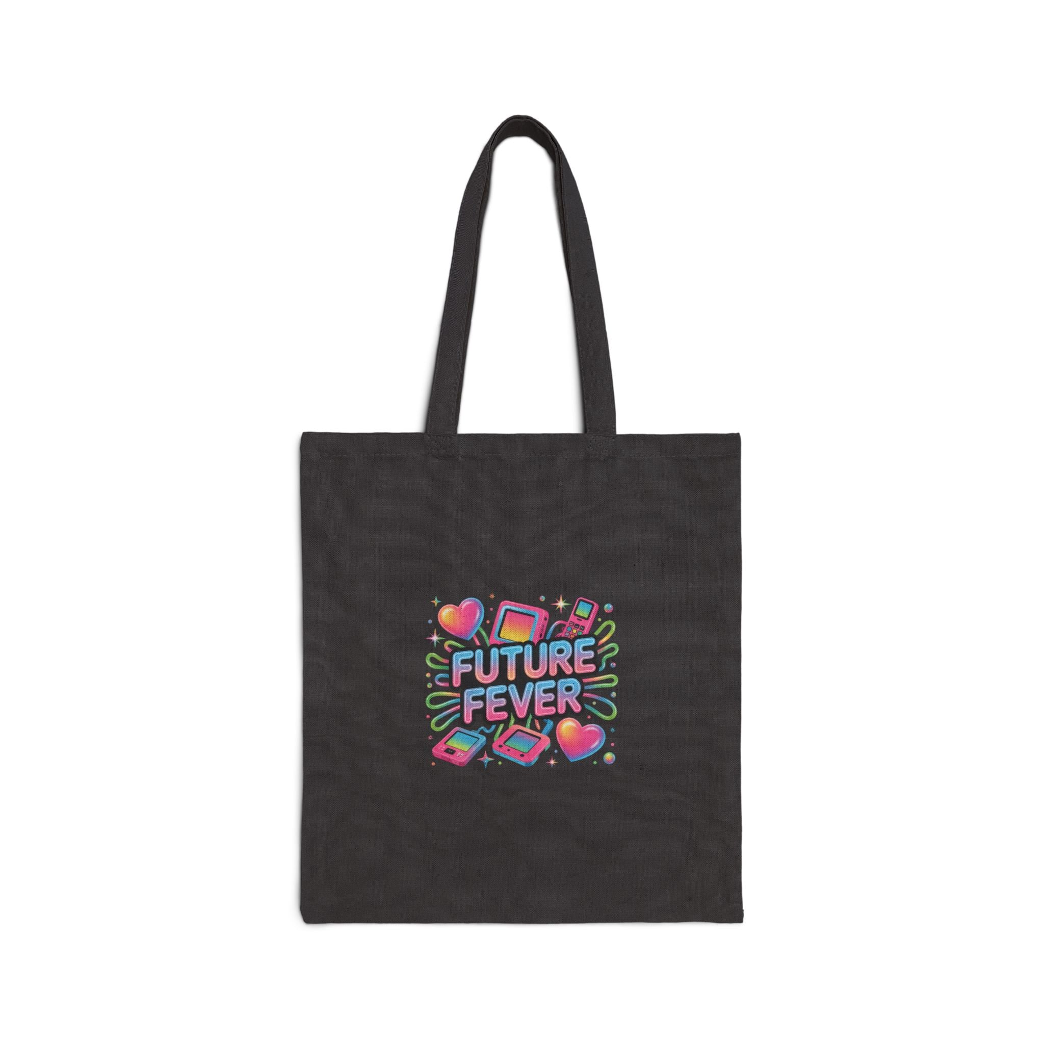 Future Fever chrome text Tote | Y2K cyber holo aesthetic, retro tech print