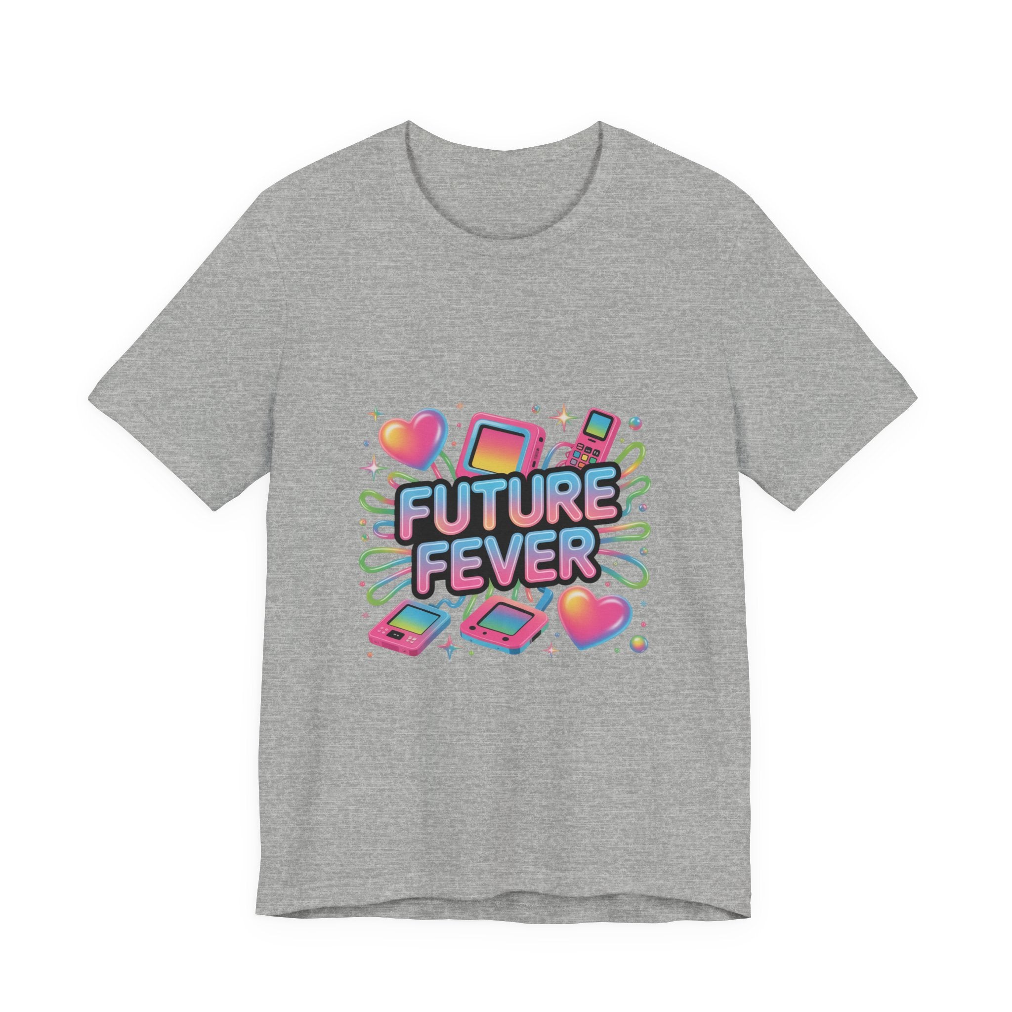 Future Fever Tee | Y2K Cyber Holo, retro tech chrome text