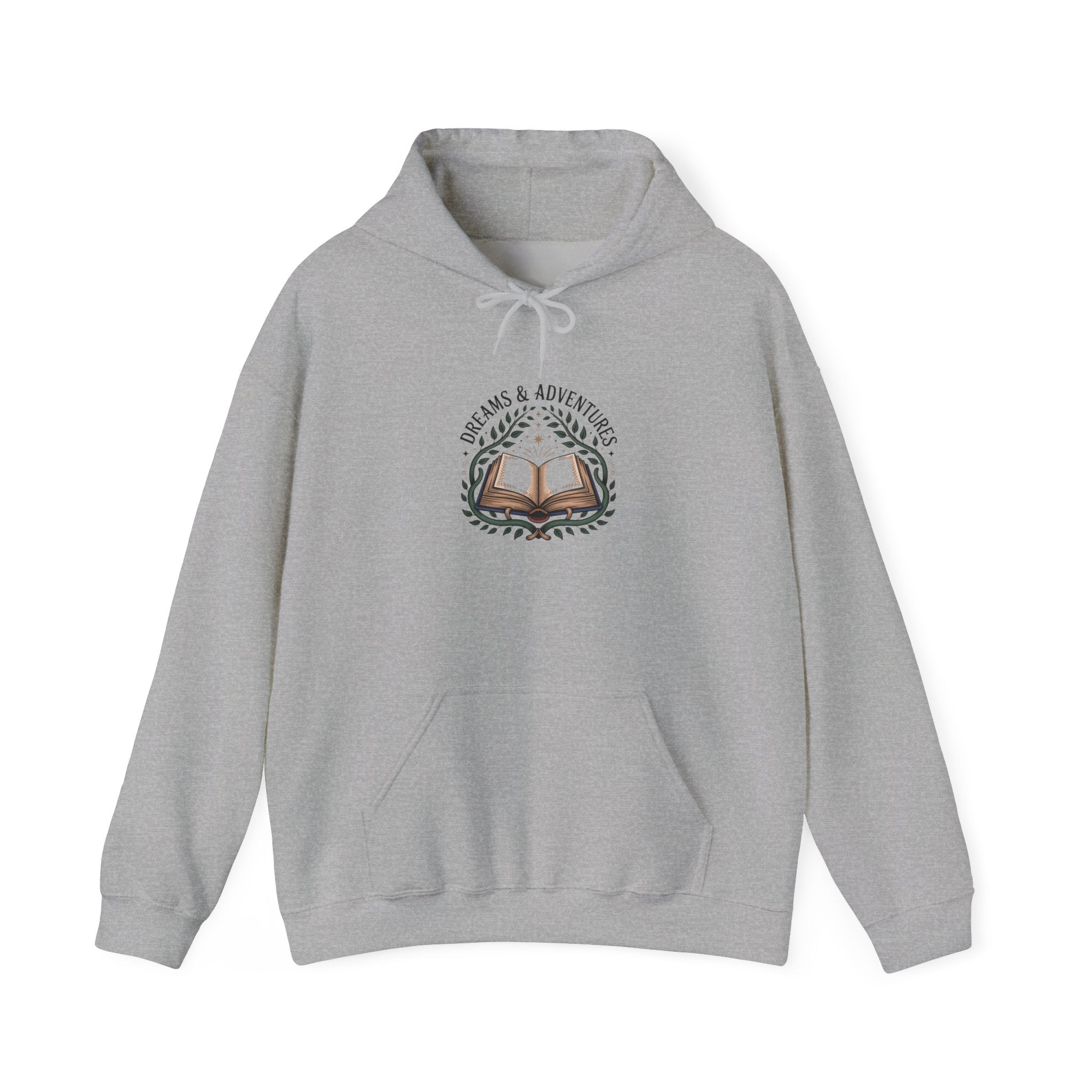 Book Lover Hoodie – "Stories & Adventure" Open Book Graphic