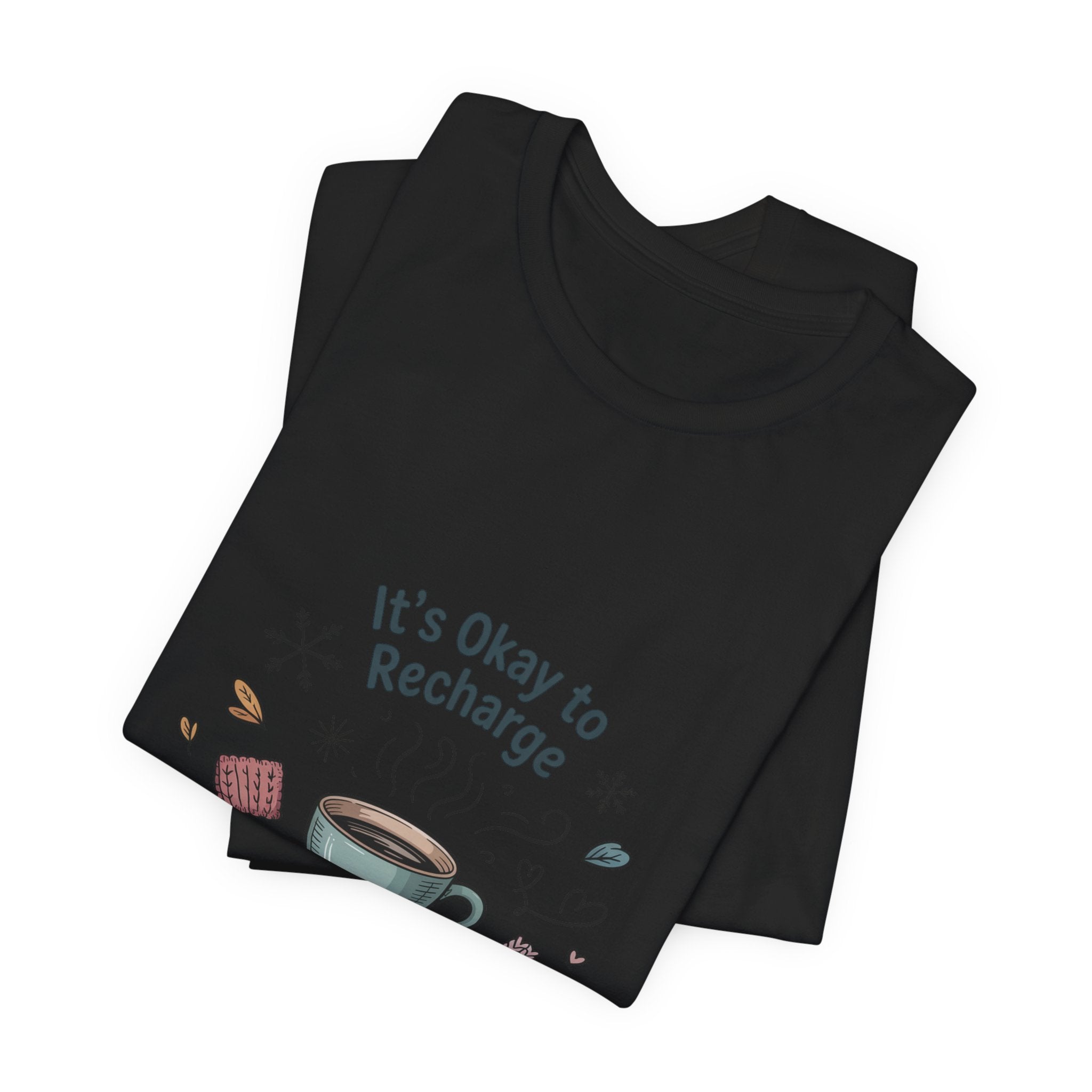 It's Okay to Recharge Tee — Cozy Book & Coffee Relaxation Shirt