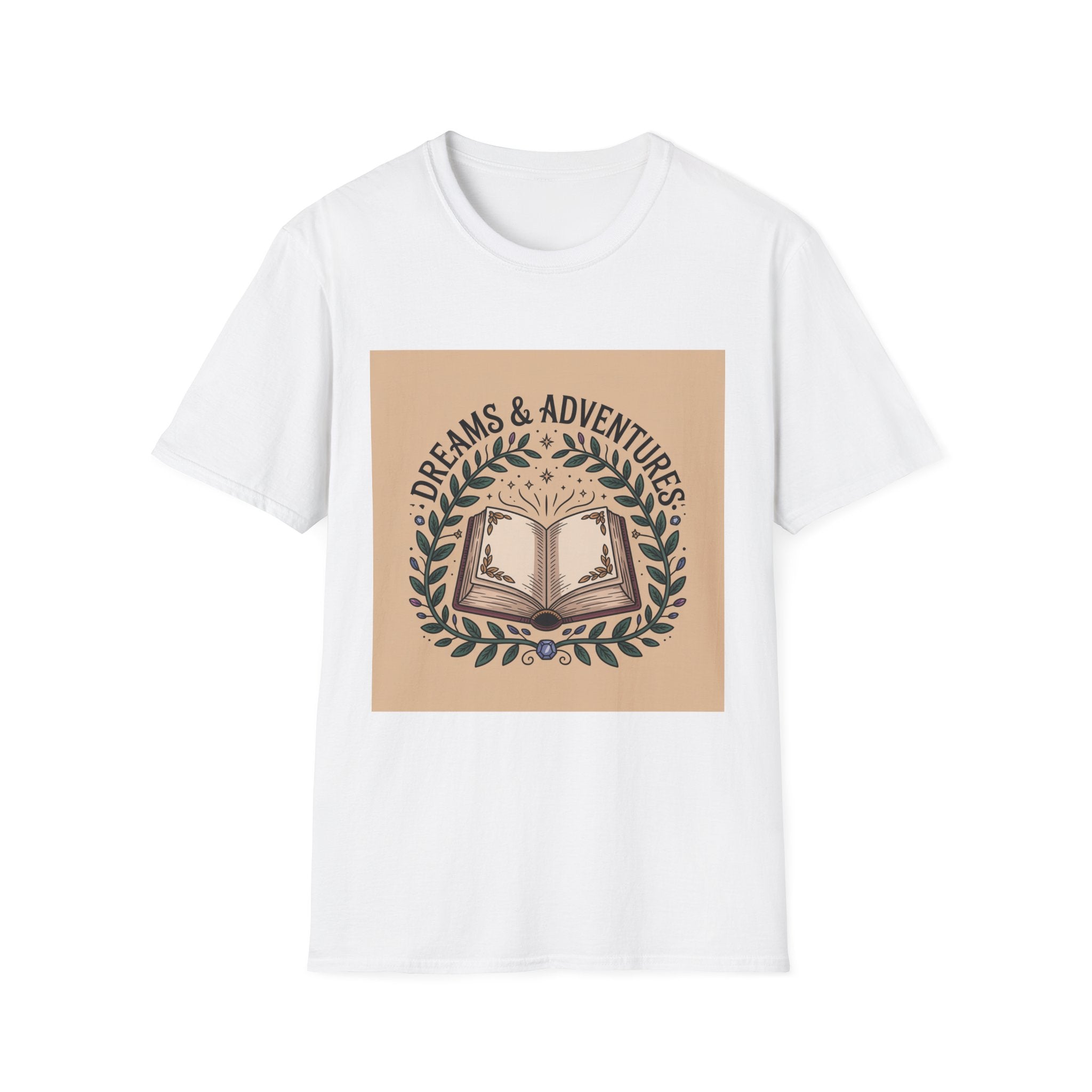Dreams & Adventures Book T-Shirt — Vintage Open Book Literary Tee