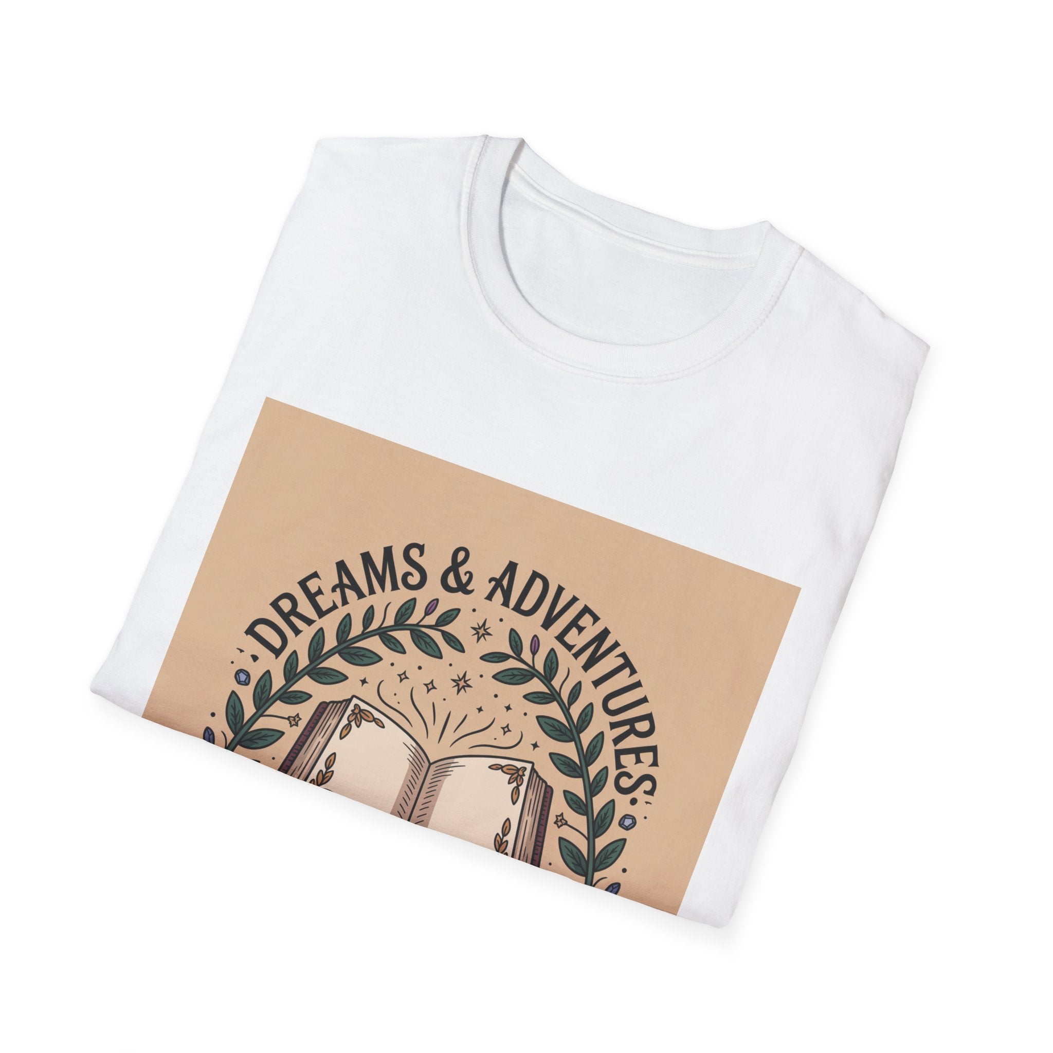 Dreams & Adventures Book T-Shirt — Vintage Open Book Literary Tee