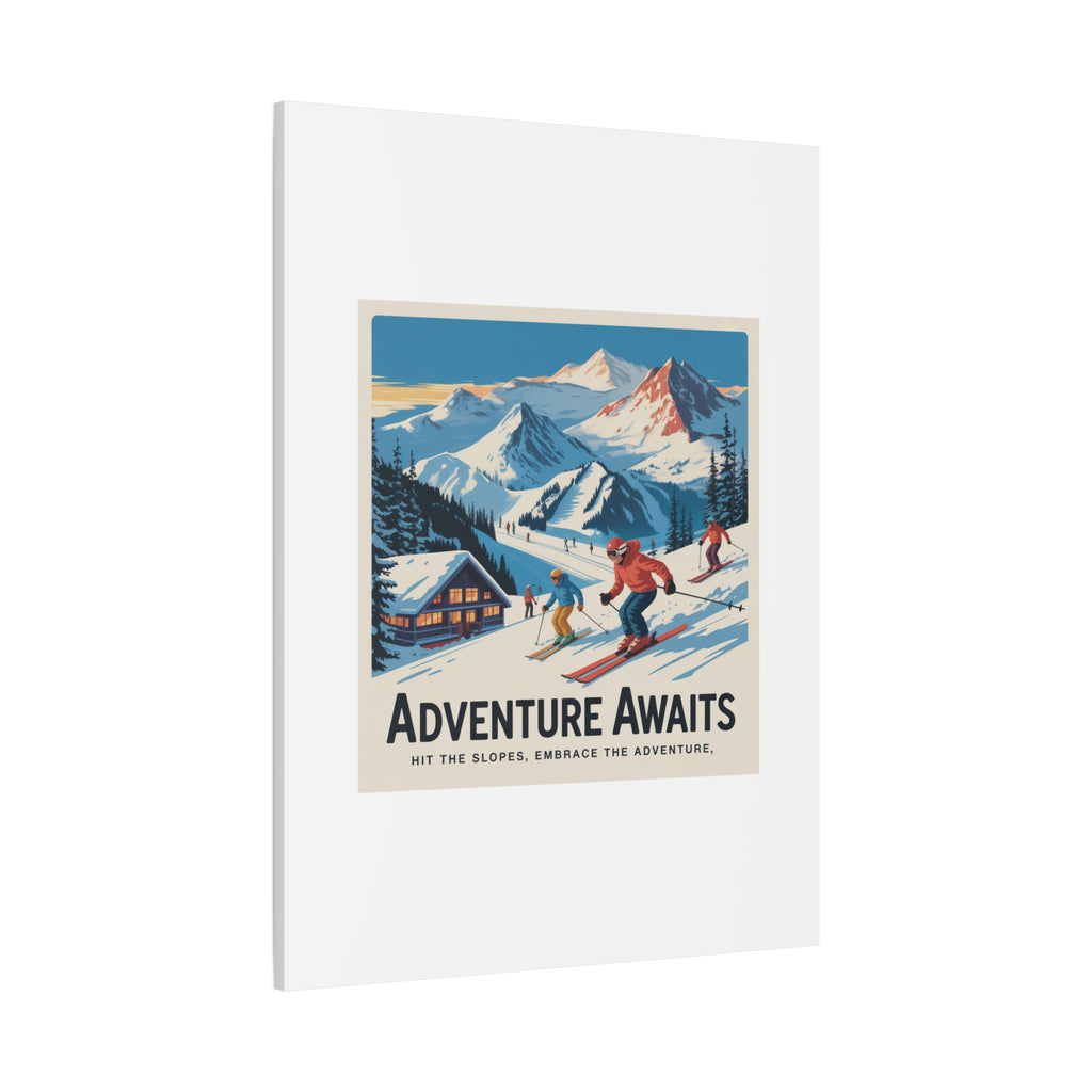 Adventure Awaits Ski Poster Canvas | Matte Stretched Wall Art