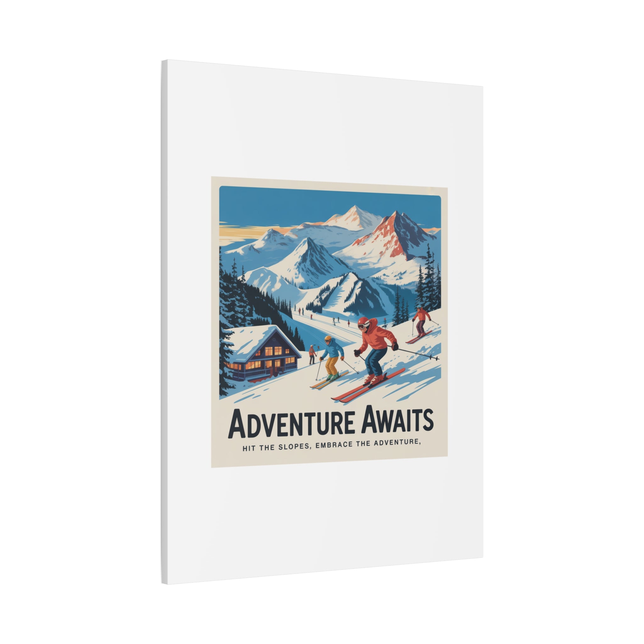 Adventure Awaits Ski Poster Canvas | Matte Stretched Wall Art