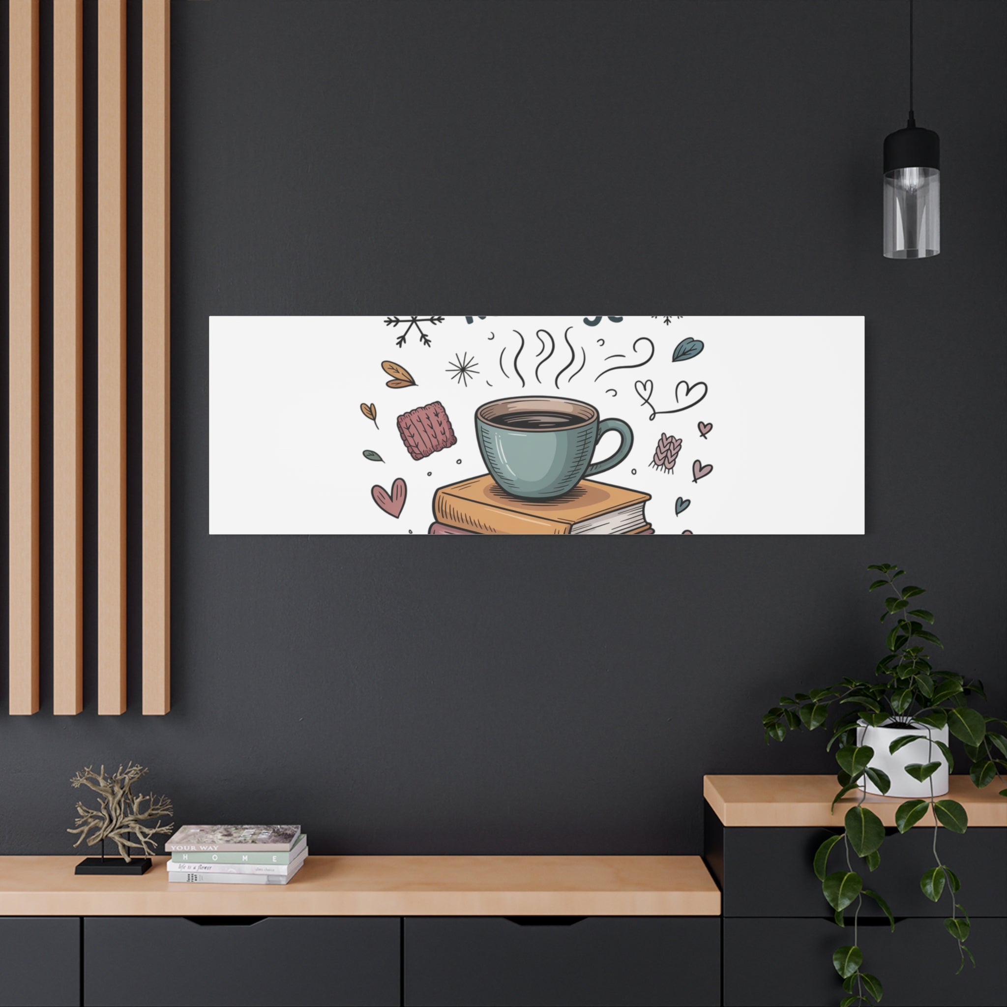It's Okay to Recharge Canvas Wall Art - Cozy Coffee & Books Home Decor