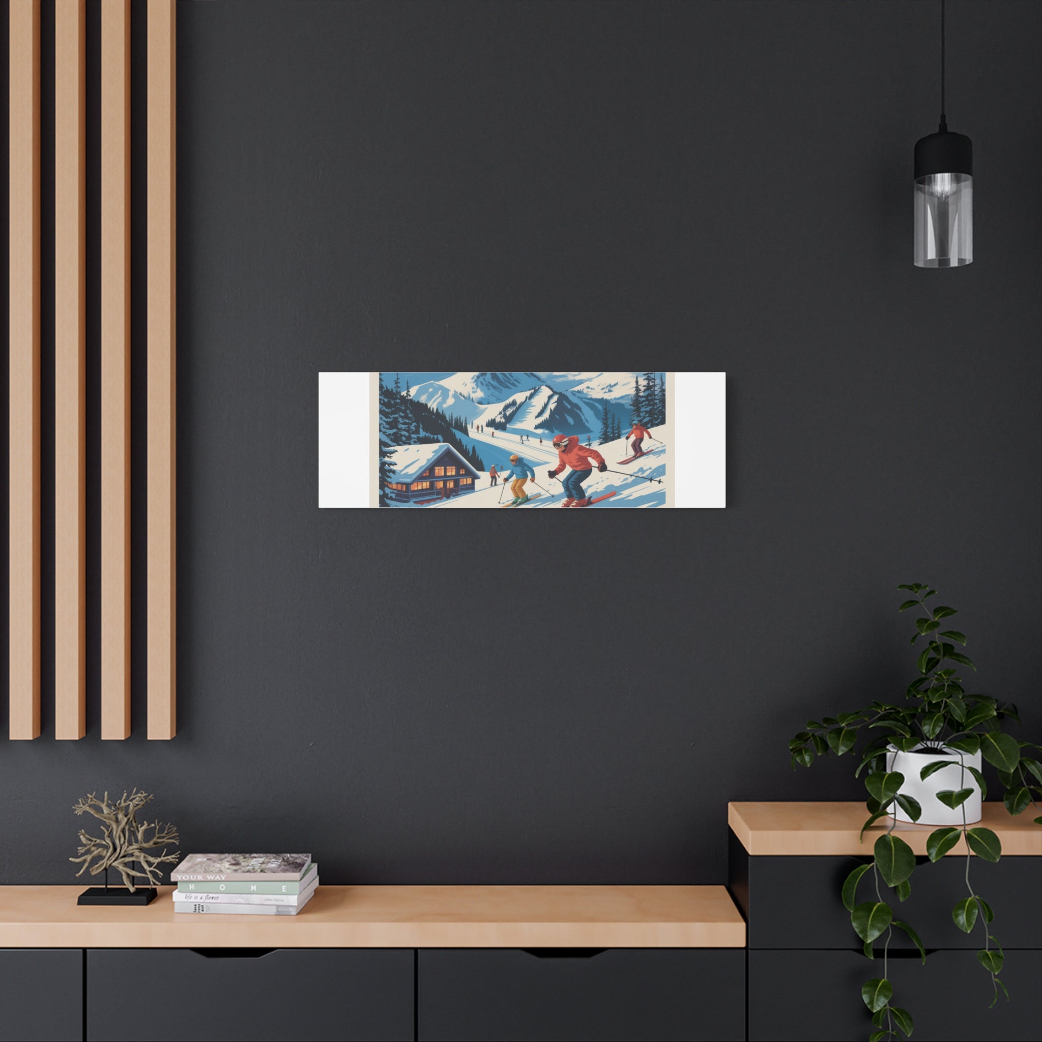 Adventure Awaits Ski Poster Canvas | Matte Stretched Wall Art