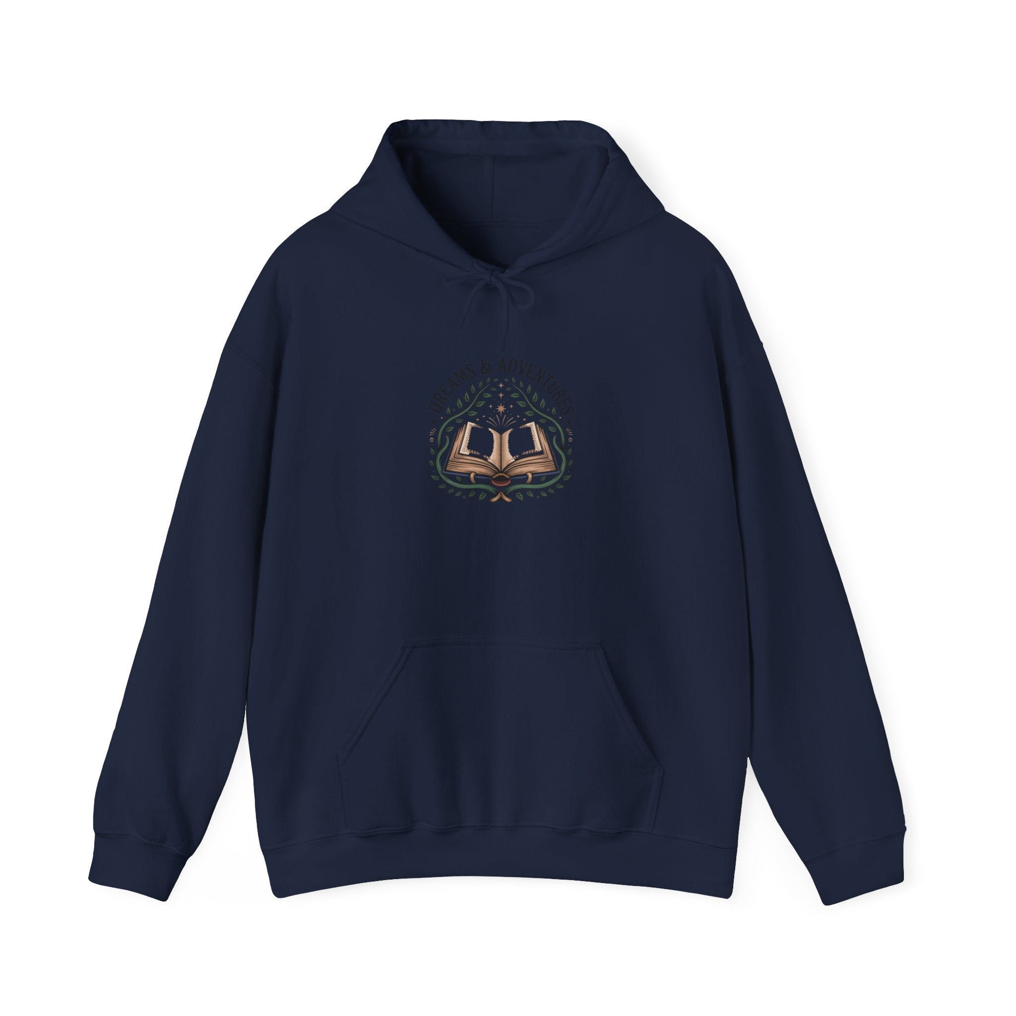 Book Lover Hoodie – "Stories & Adventure" Open Book Graphic