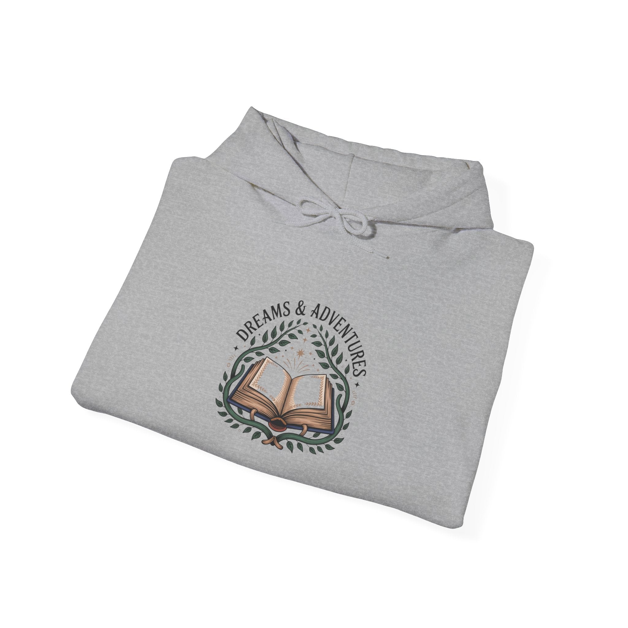 Book Lover Hoodie – "Stories & Adventure" Open Book Graphic