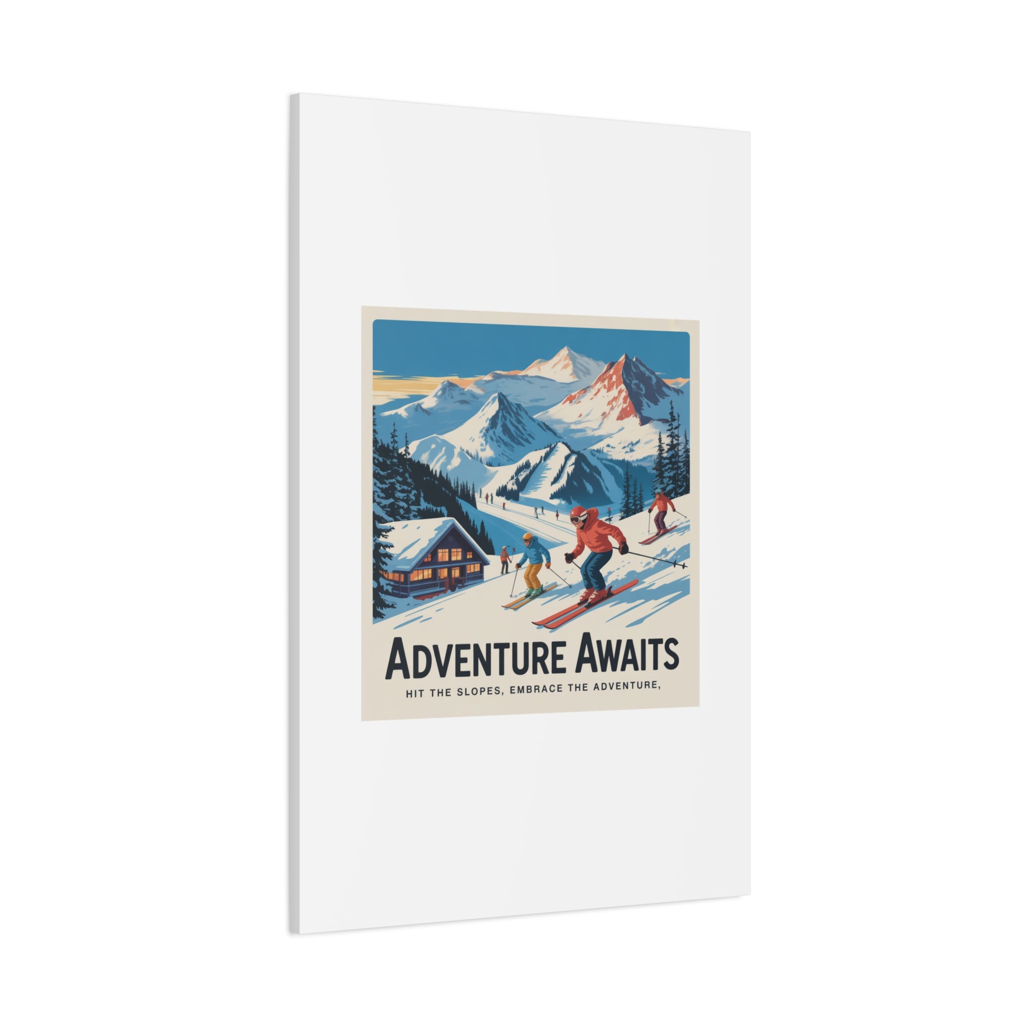 Adventure Awaits Ski Poster Canvas | Matte Stretched Wall Art