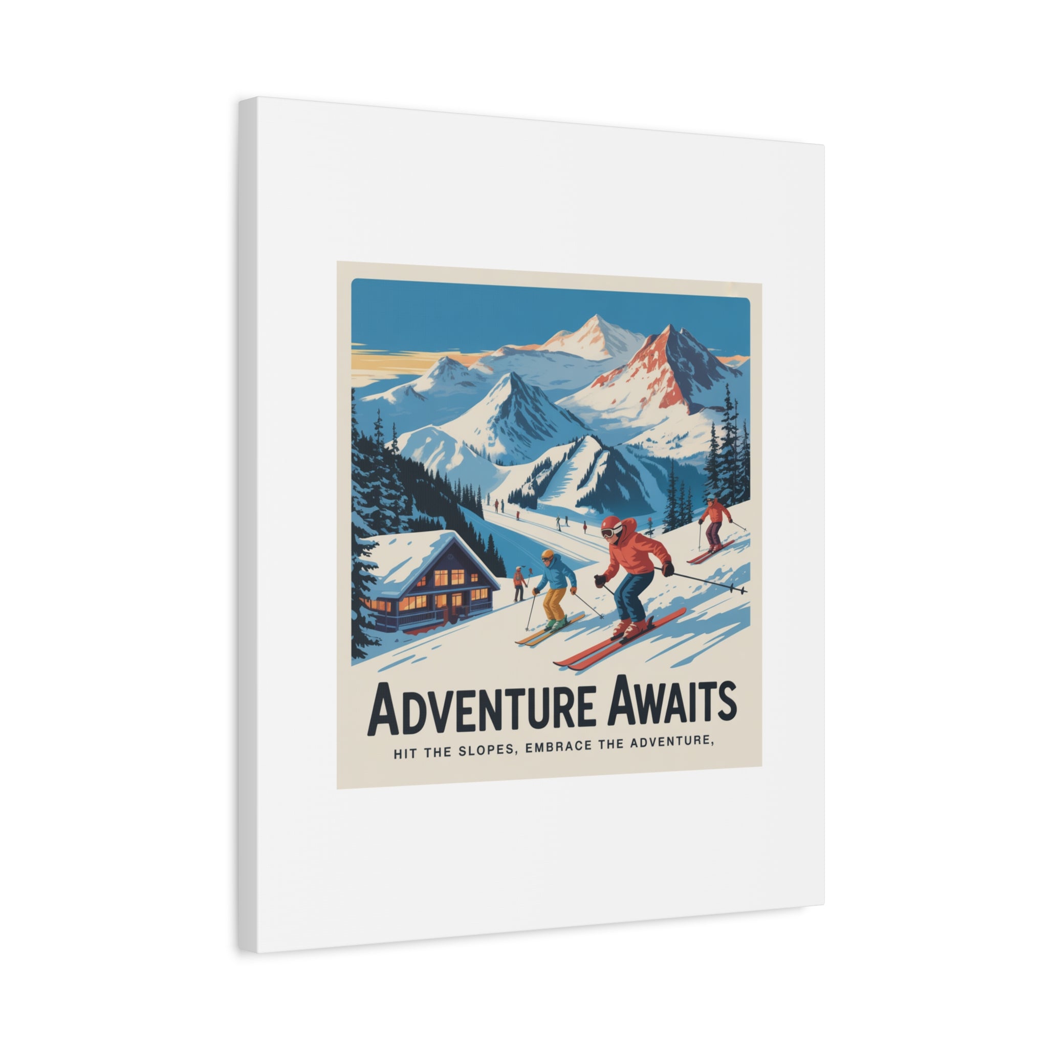 Adventure Awaits Ski Poster Canvas | Matte Stretched Wall Art