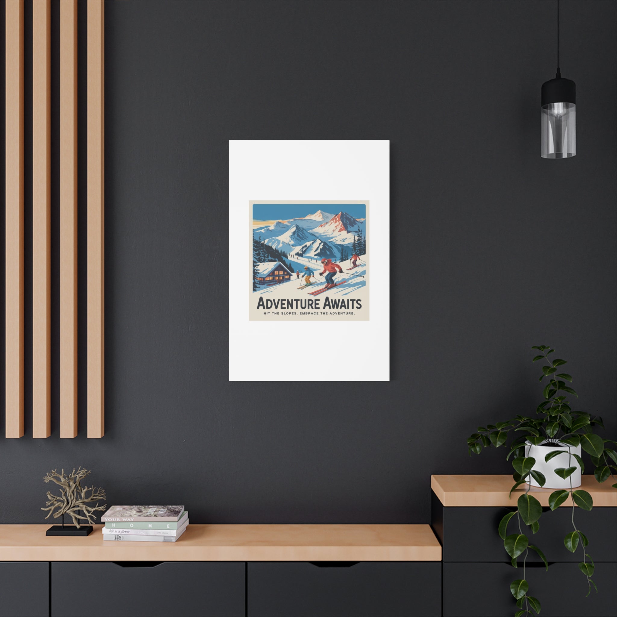 Adventure Awaits Ski Poster Canvas | Matte Stretched Wall Art