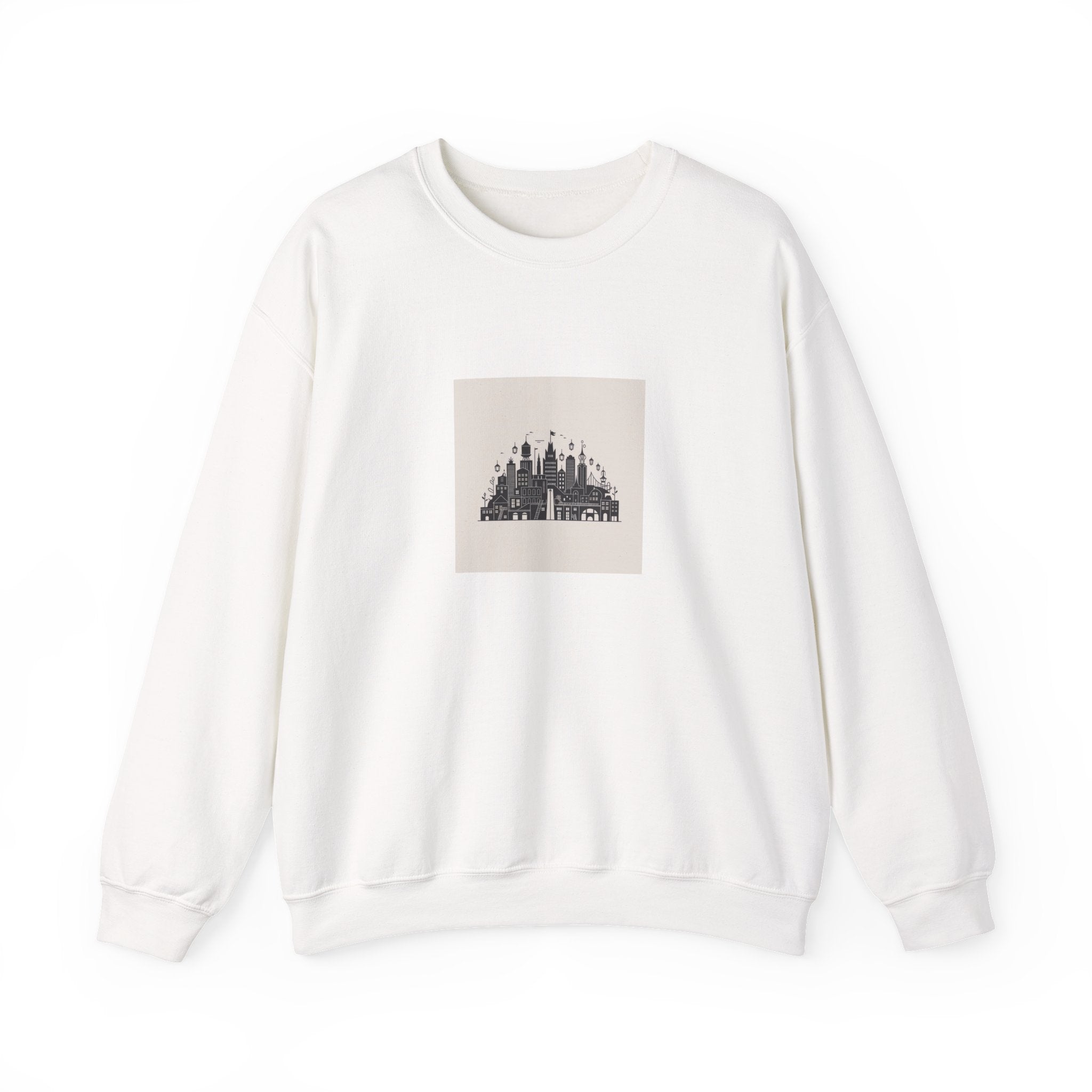 Castle Skyline Crewneck Sweatshirt — Minimalist Fairytale City Graphic