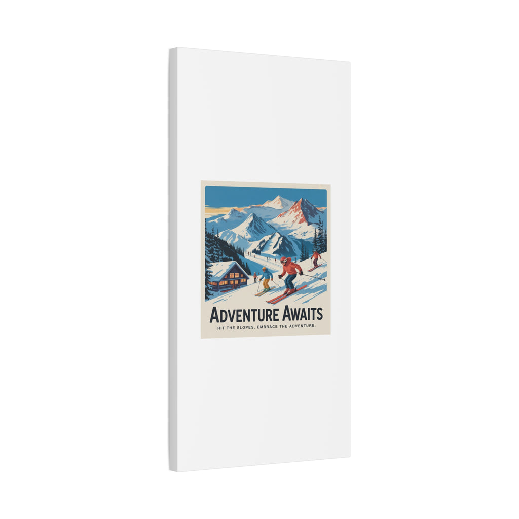 Adventure Awaits Ski Poster Canvas | Matte Stretched Wall Art