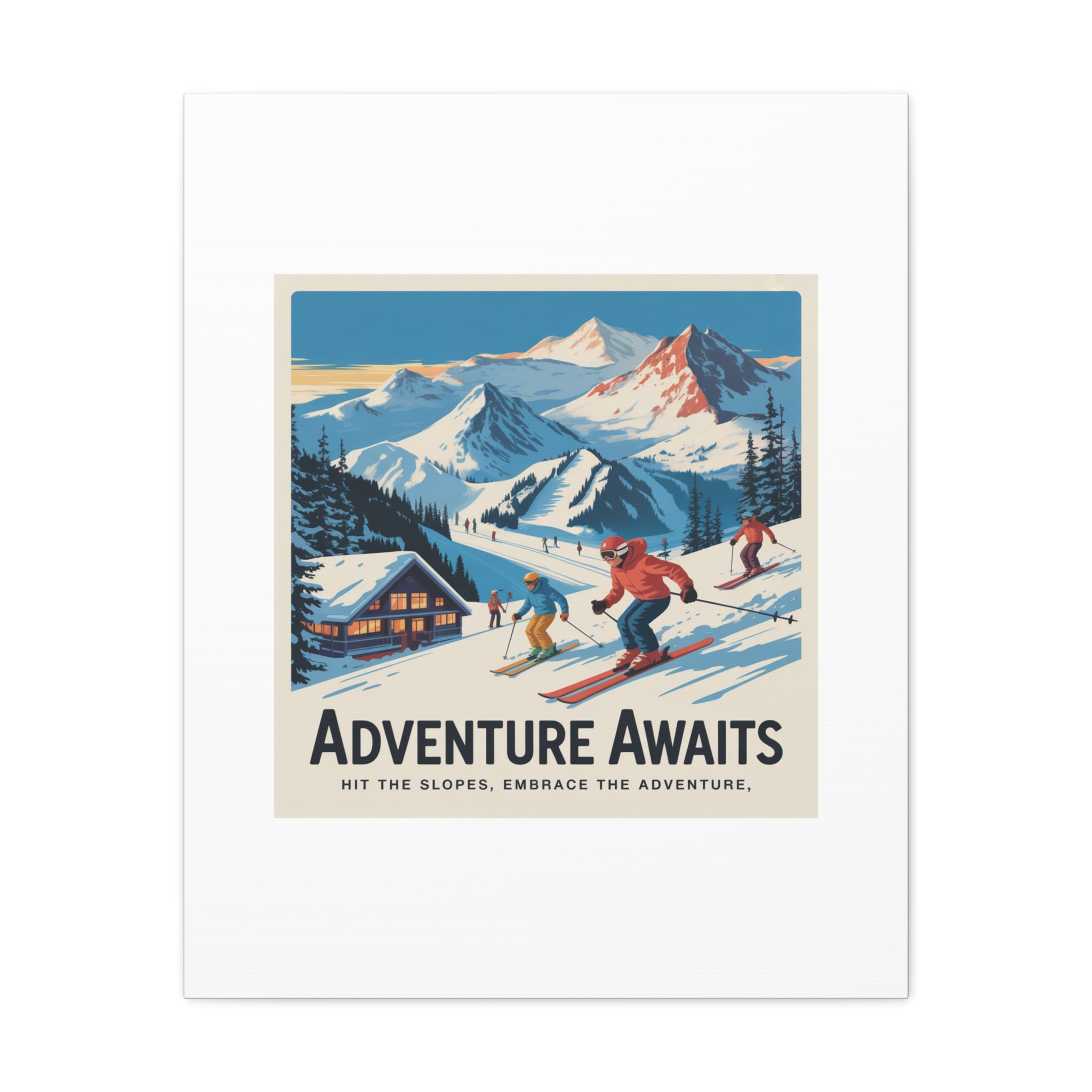 Adventure Awaits Ski Poster Canvas | Matte Stretched Wall Art