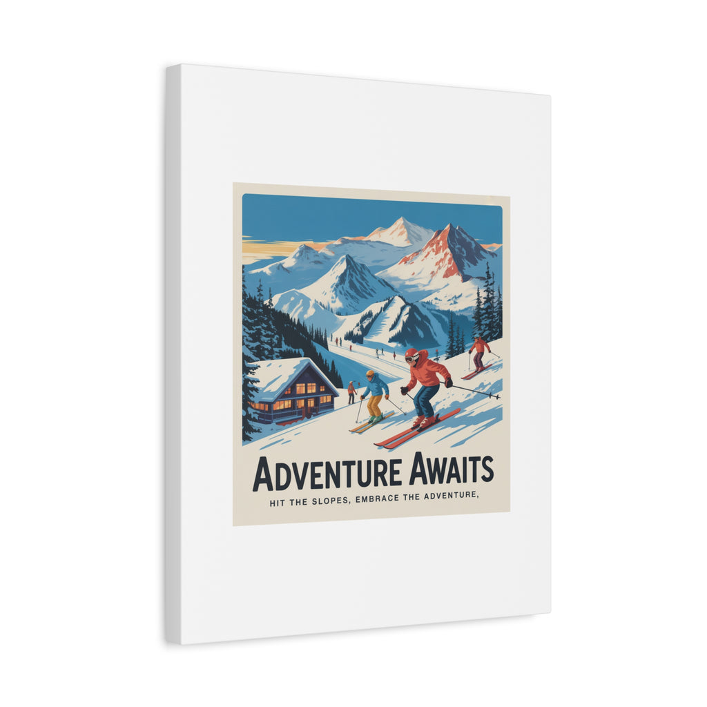 Adventure Awaits Ski Poster Canvas | Matte Stretched Wall Art