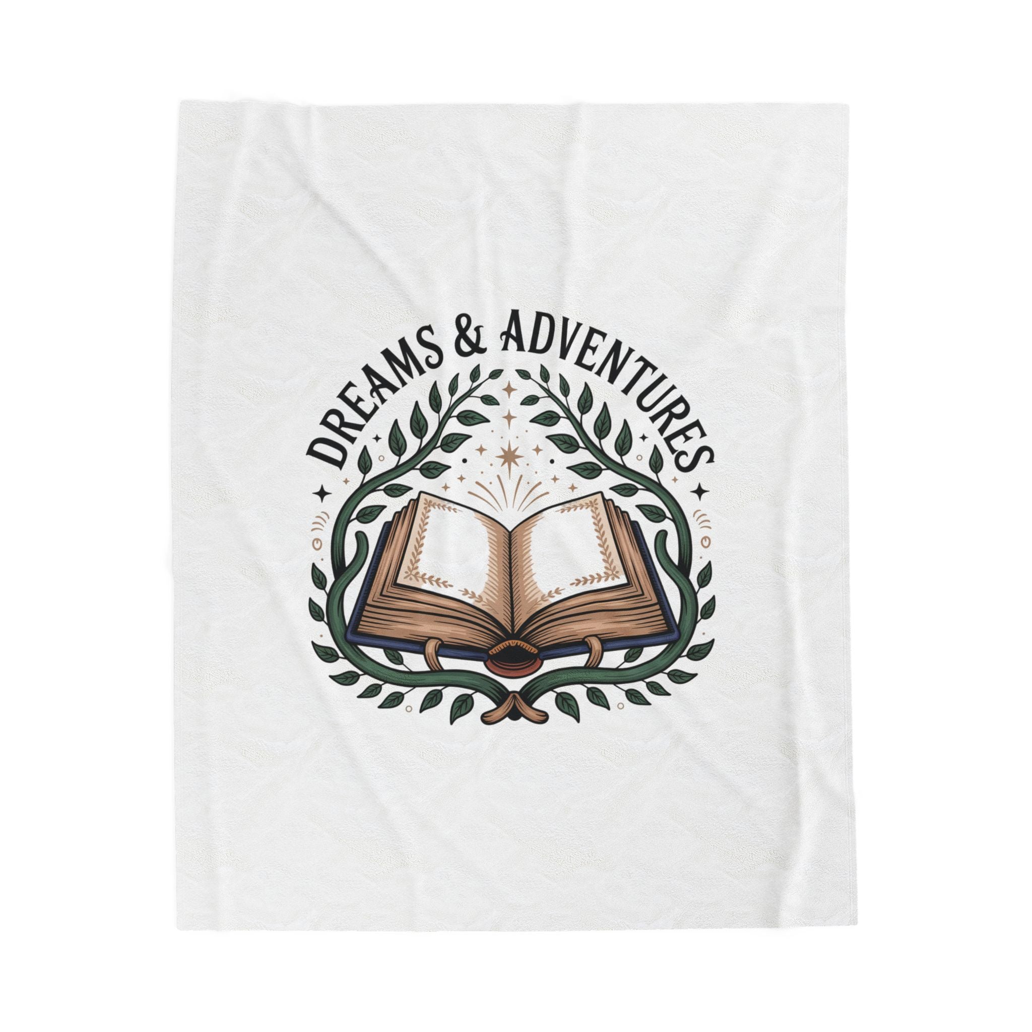 Velveteen Plush Blanket – "Dreams & Adventures" Book Lover Throw