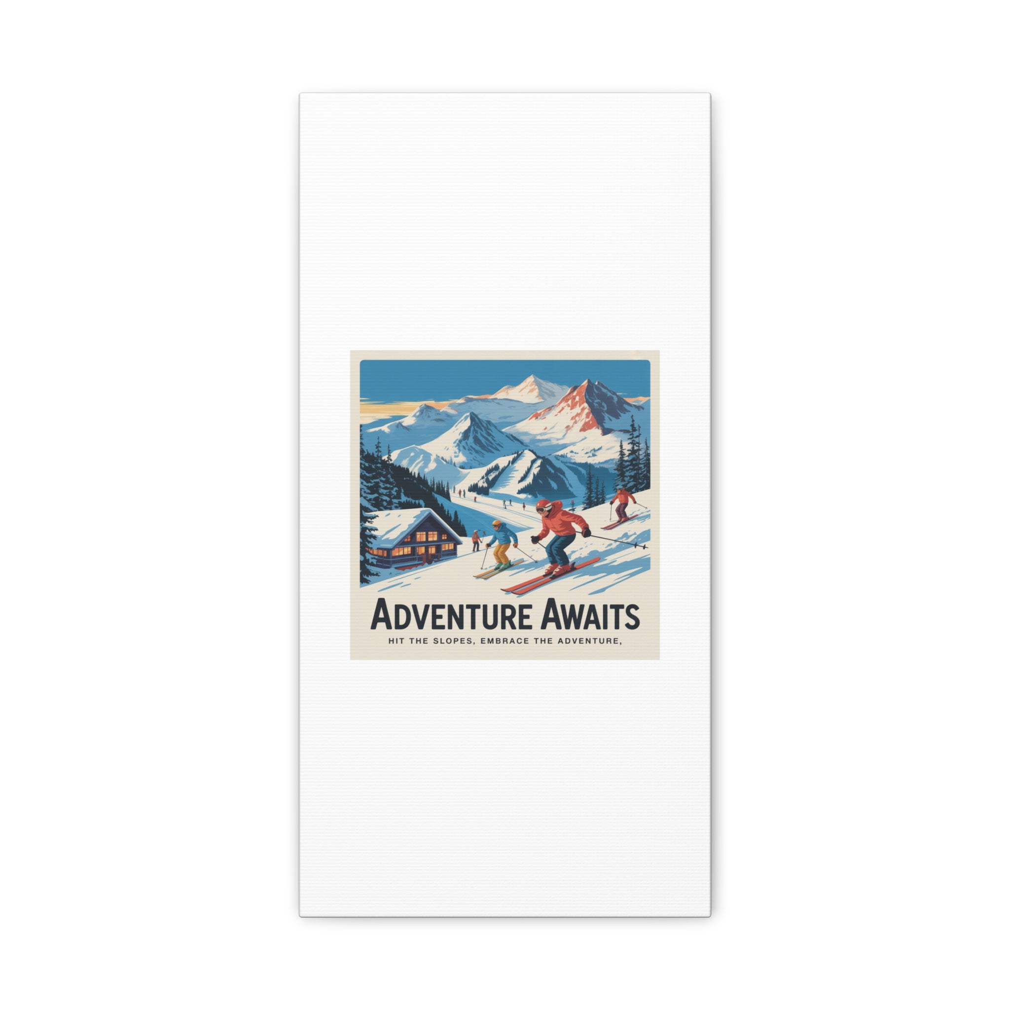 Adventure Awaits Ski Poster Canvas | Matte Stretched Wall Art