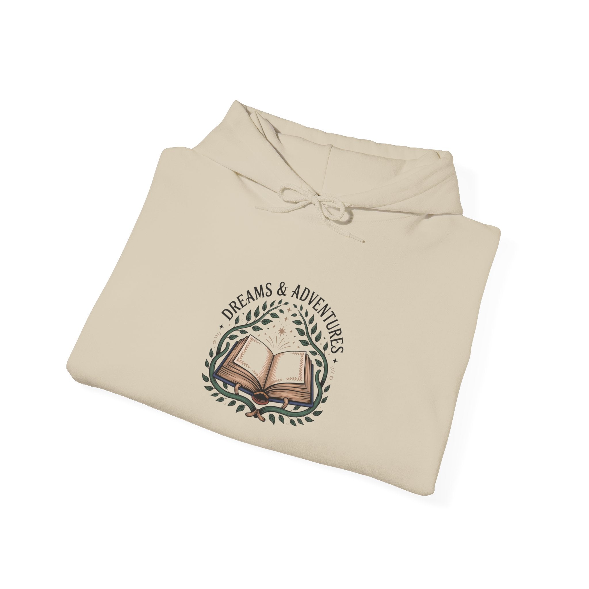 Book Lover Hoodie – "Stories & Adventure" Open Book Graphic