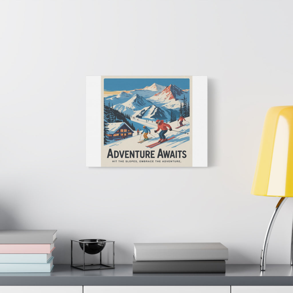 Adventure Awaits Ski Poster Canvas | Matte Stretched Wall Art
