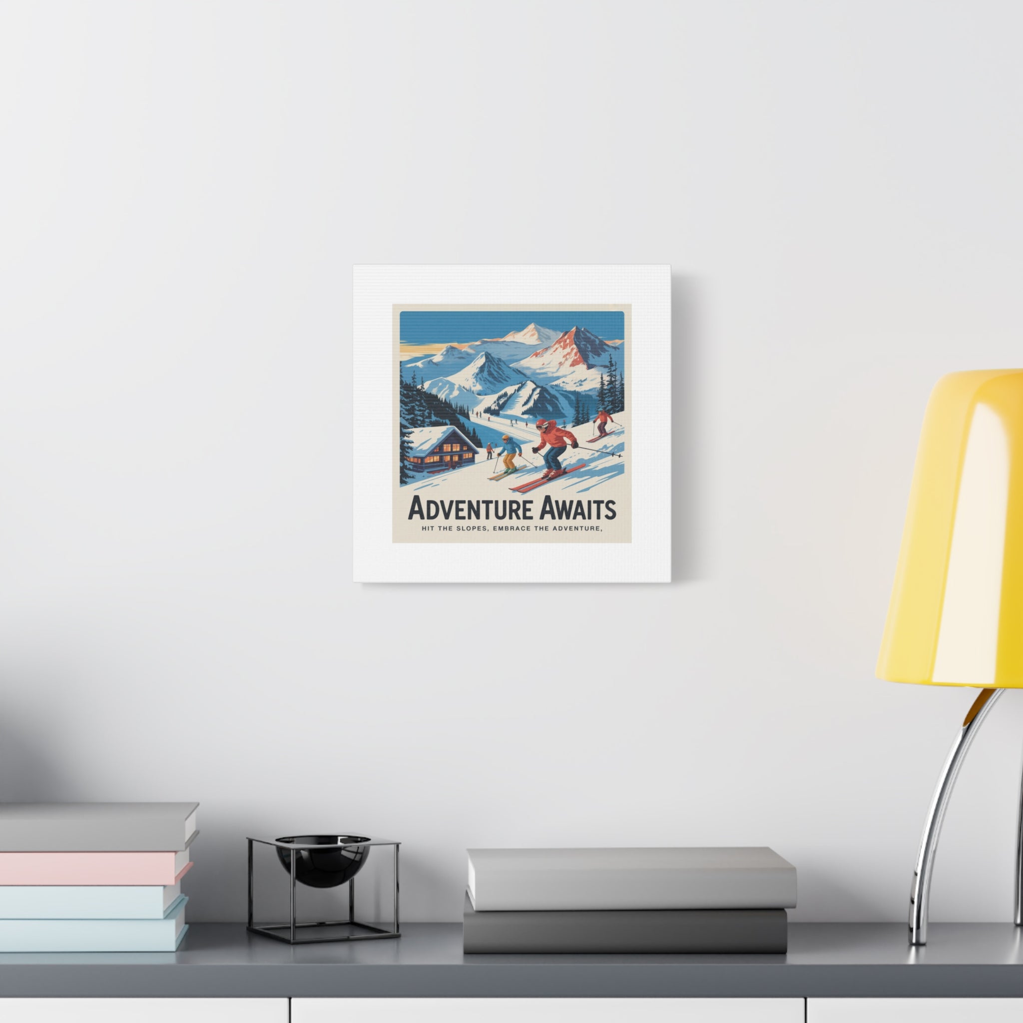 Adventure Awaits Ski Poster Canvas | Matte Stretched Wall Art