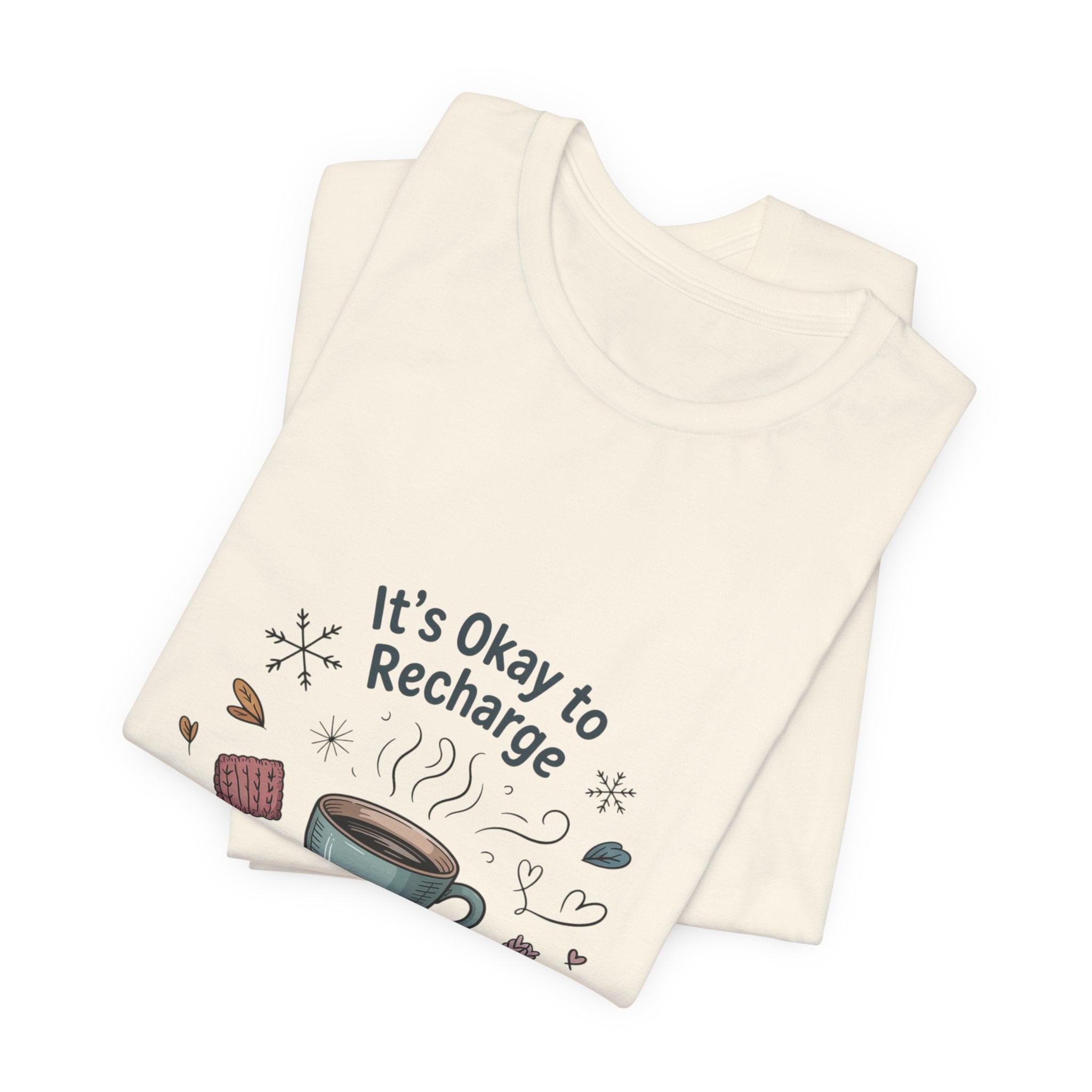 It's Okay to Recharge Tee — Cozy Book & Coffee Relaxation Shirt