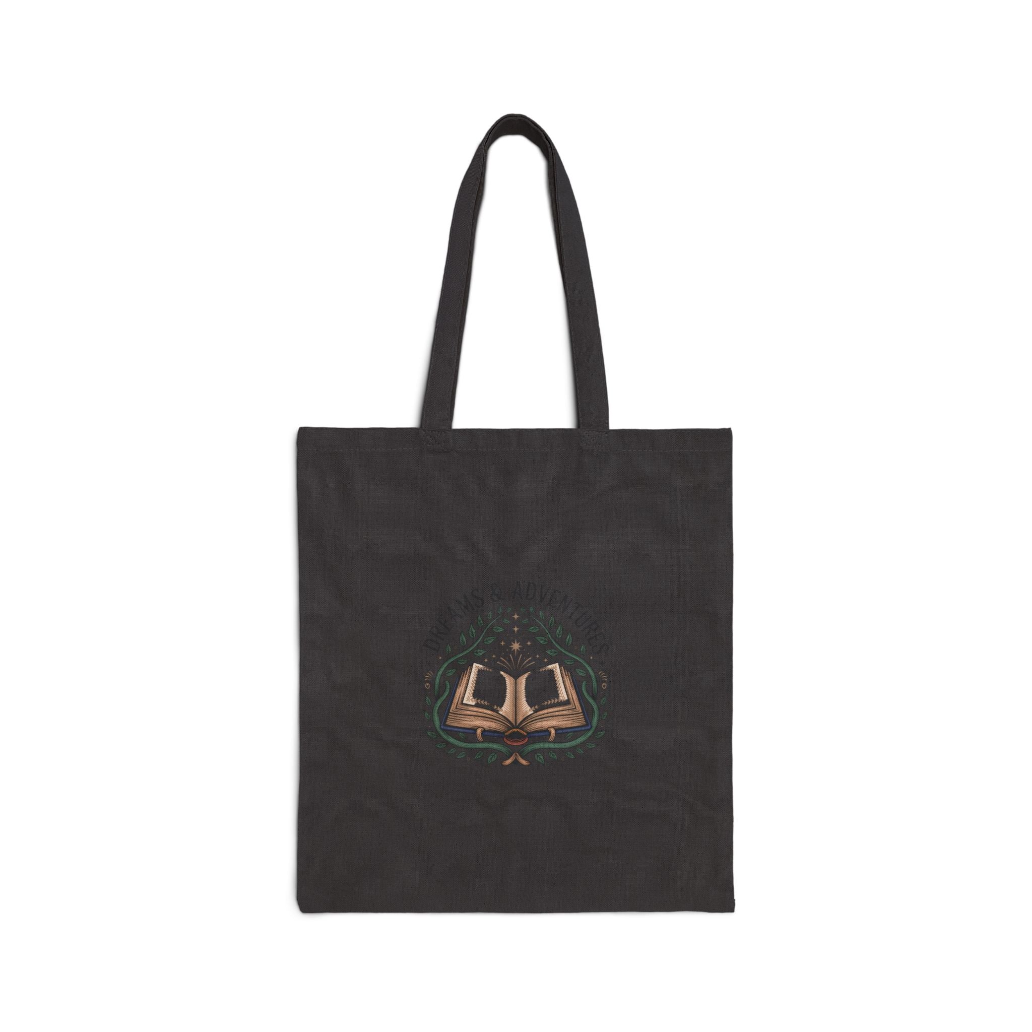 Canvas Tote Bag — "Dreams & Adventures" Open Book Literary Tote for Readers & Travelers