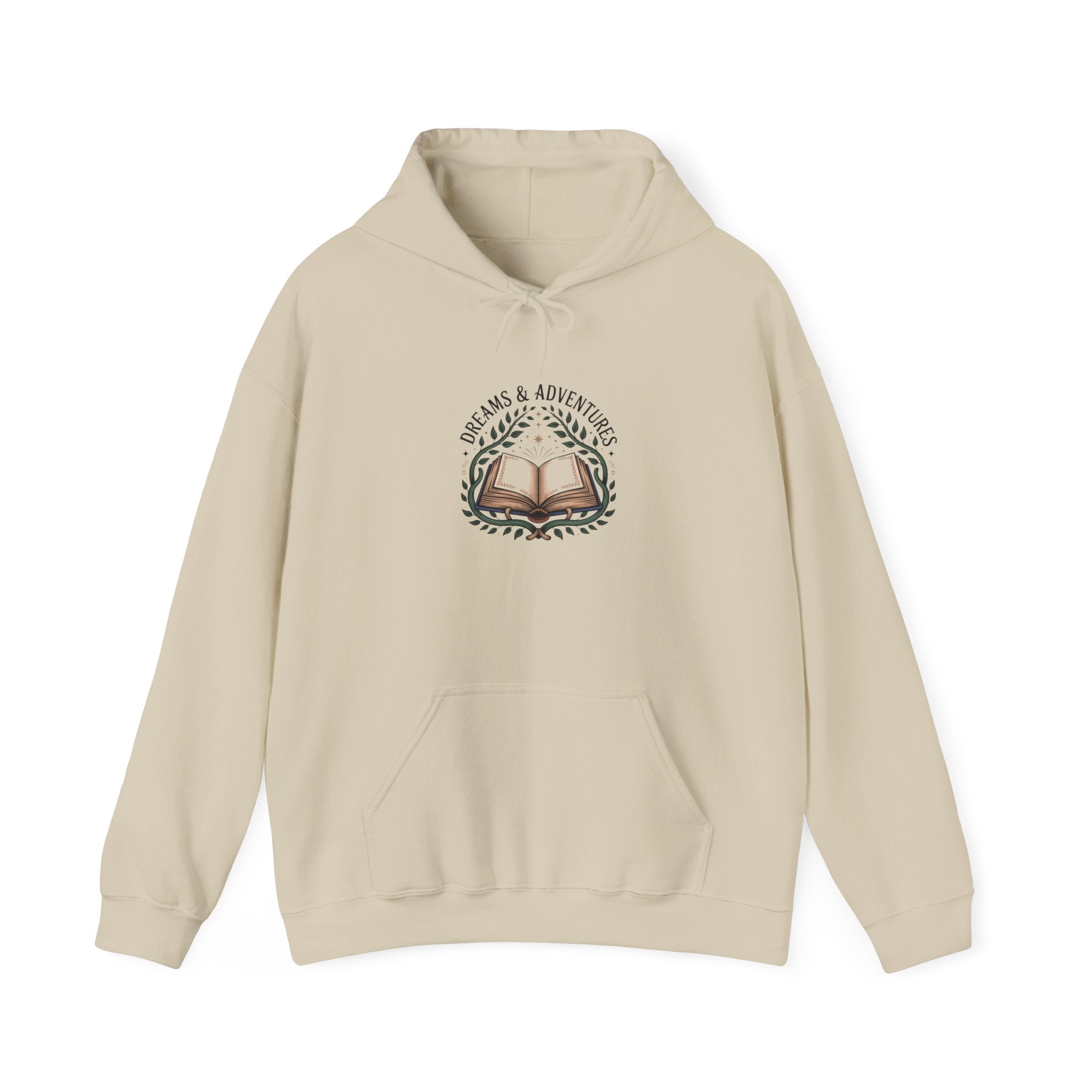 Book Lover Hoodie – "Stories & Adventure" Open Book Graphic