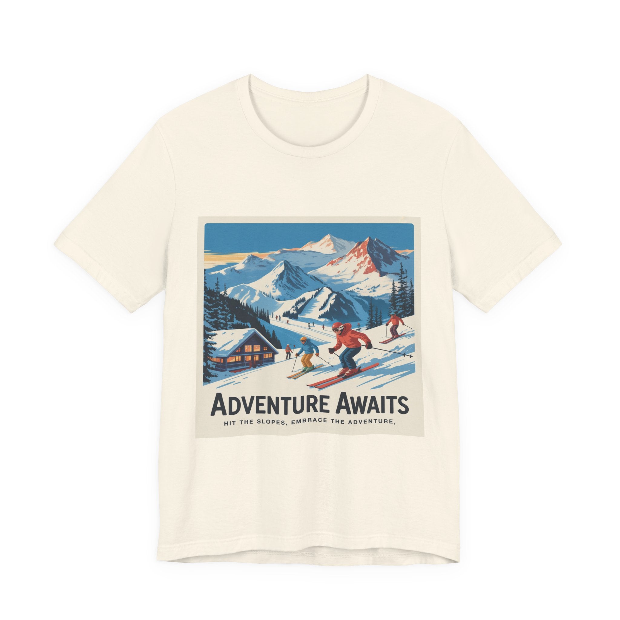 Adventure Awaits Skiing Poster tee | Mountain Ski Resort T-Shirt