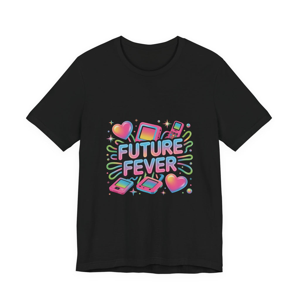 Future Fever Tee | Y2K Cyber Holo, retro tech chrome text