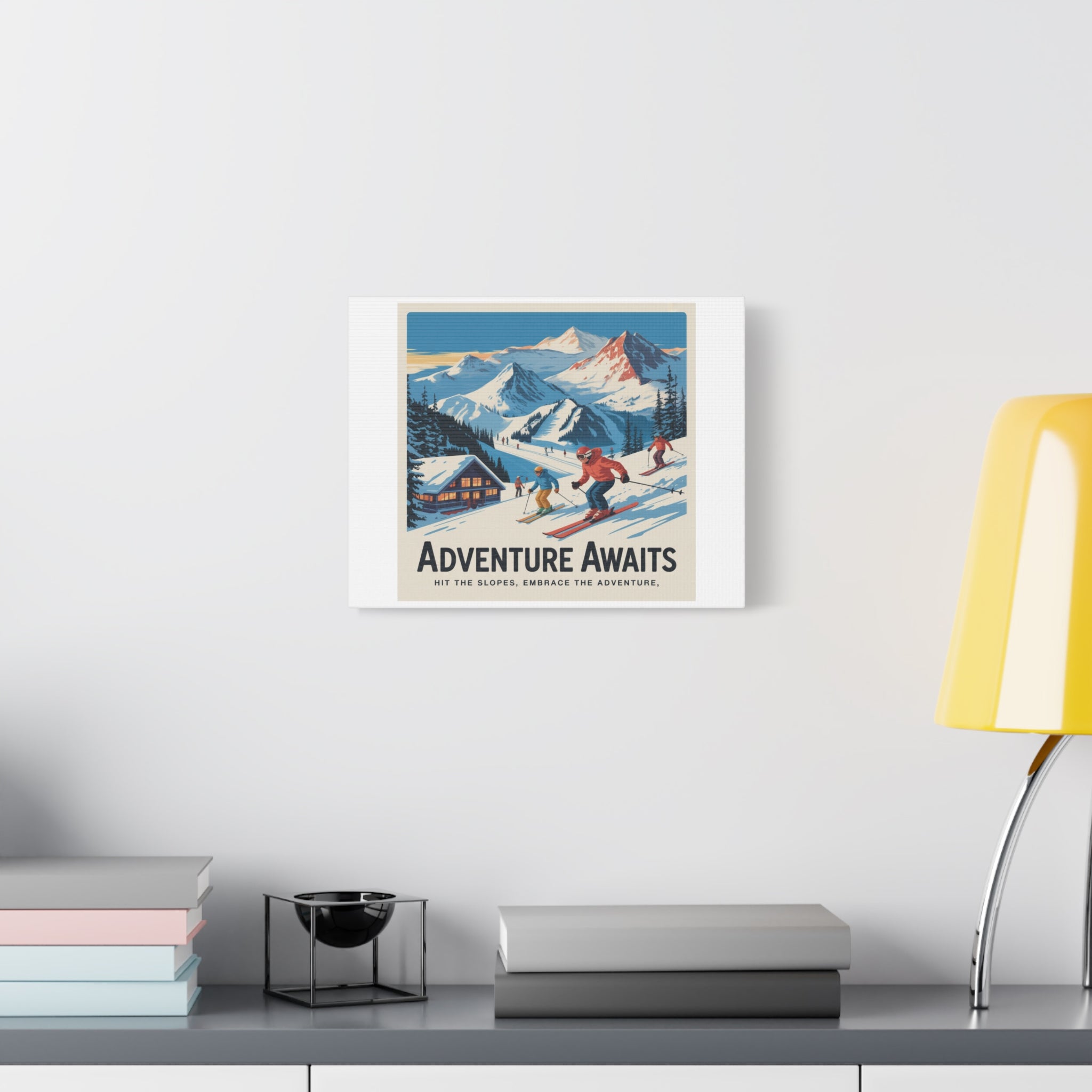 Adventure Awaits Ski Poster Canvas | Matte Stretched Wall Art